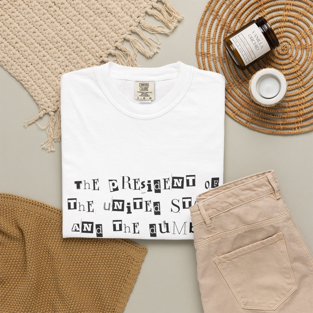 Garment-Dyed Graphic T-Shirt — “The President and the Dumbest Person on Earth Should Be Different”