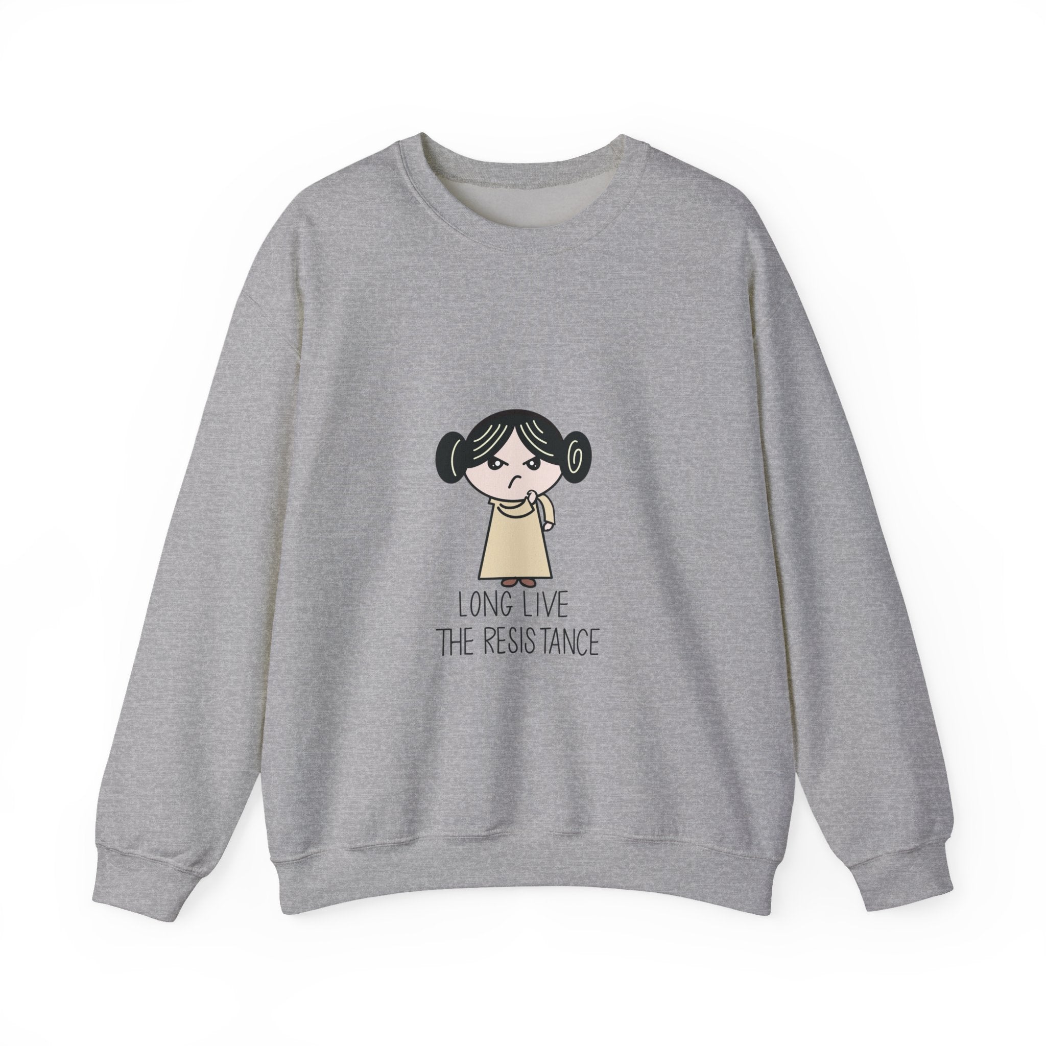 Crewneck Sweatshirt — Cute Cartoon Rebel 'Long Live the Resistance' Graphic