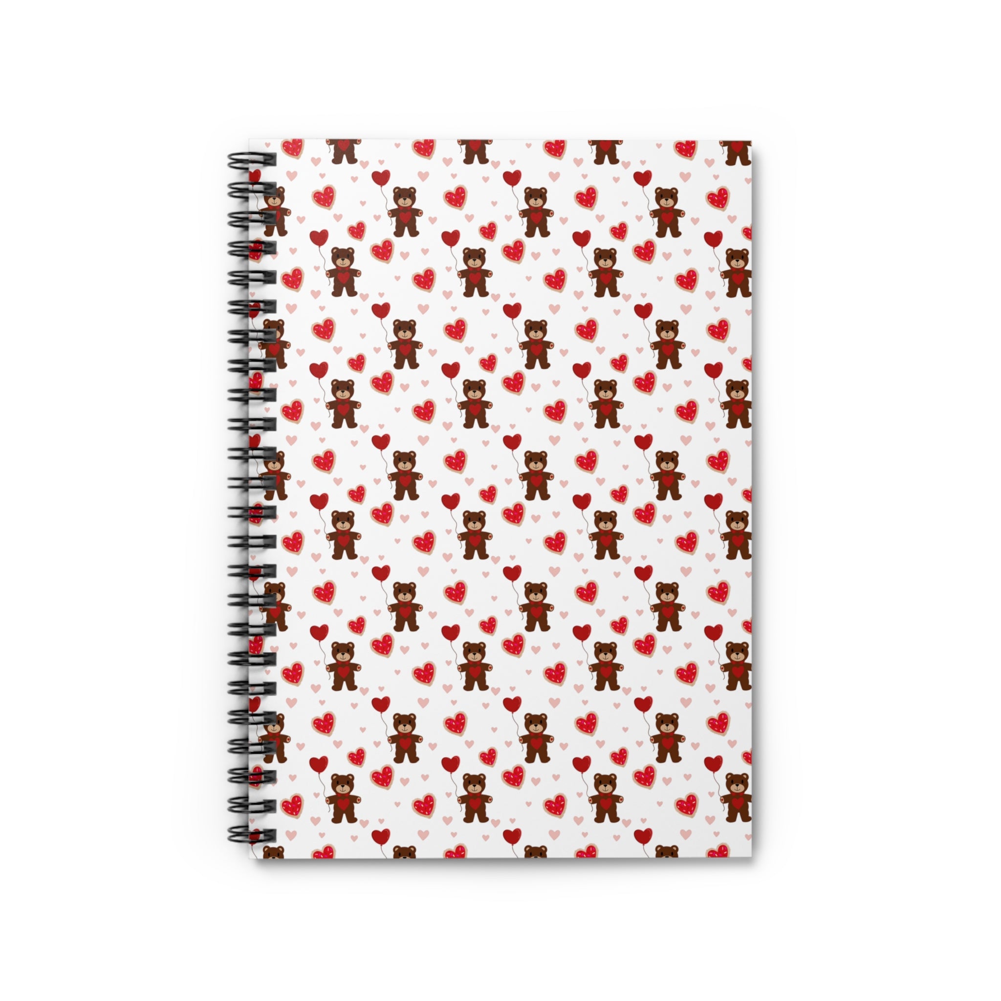 Valentine Teddy Bear Spiral Notebook — Ruled Love-Heart Journal