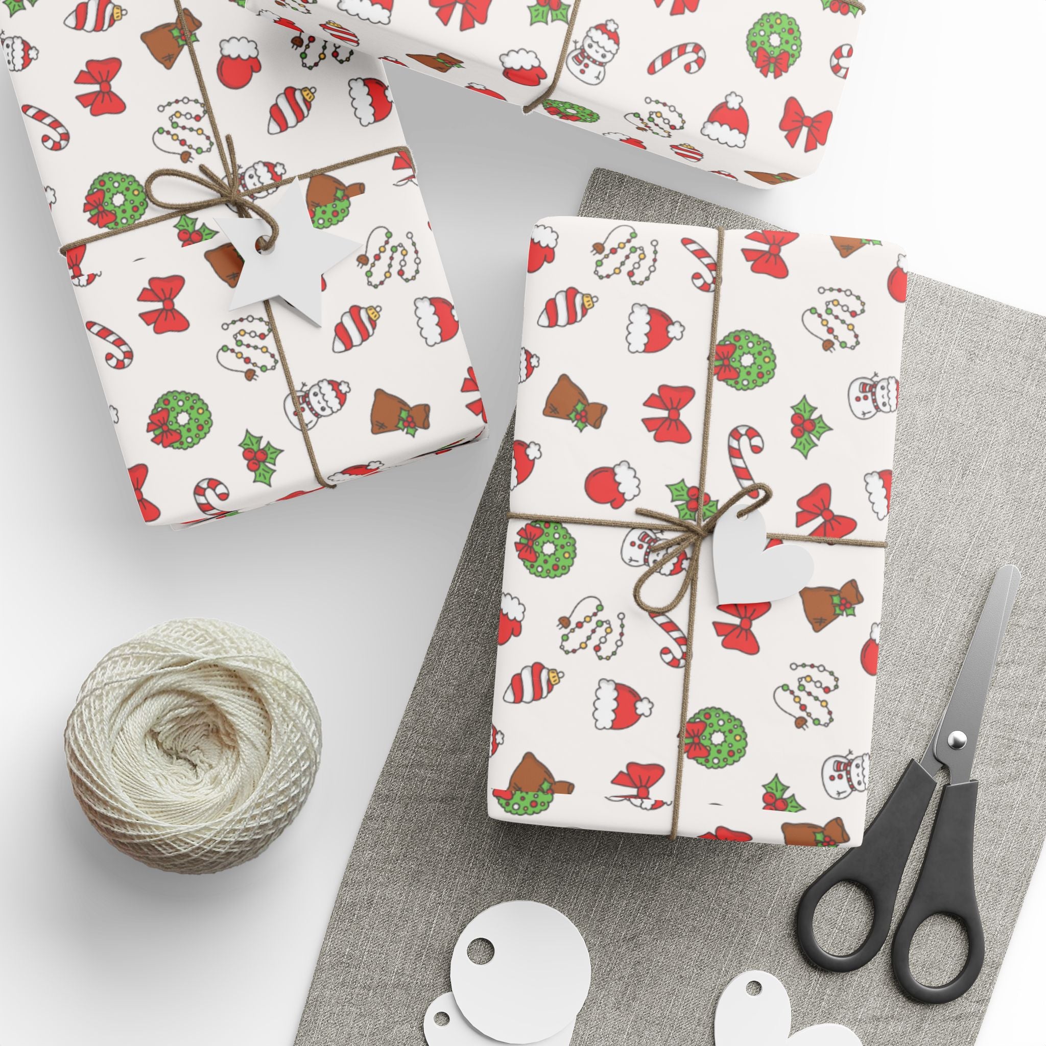 Christmas Wrapping Paper Roll, Festive Gift Wrap, Holiday Decorations, Cute Gift Packaging, Merry and Bright Wrapping Sheets