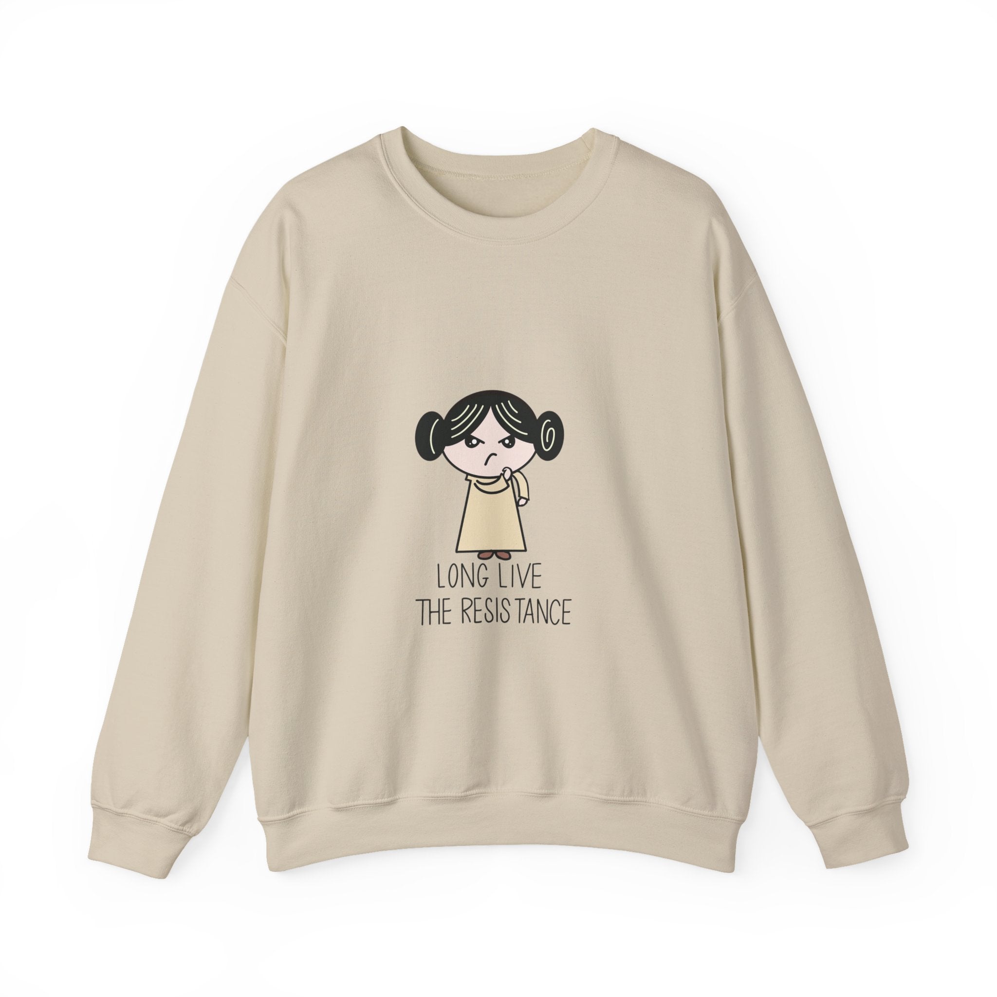 Crewneck Sweatshirt — Cute Cartoon Rebel 'Long Live the Resistance' Graphic