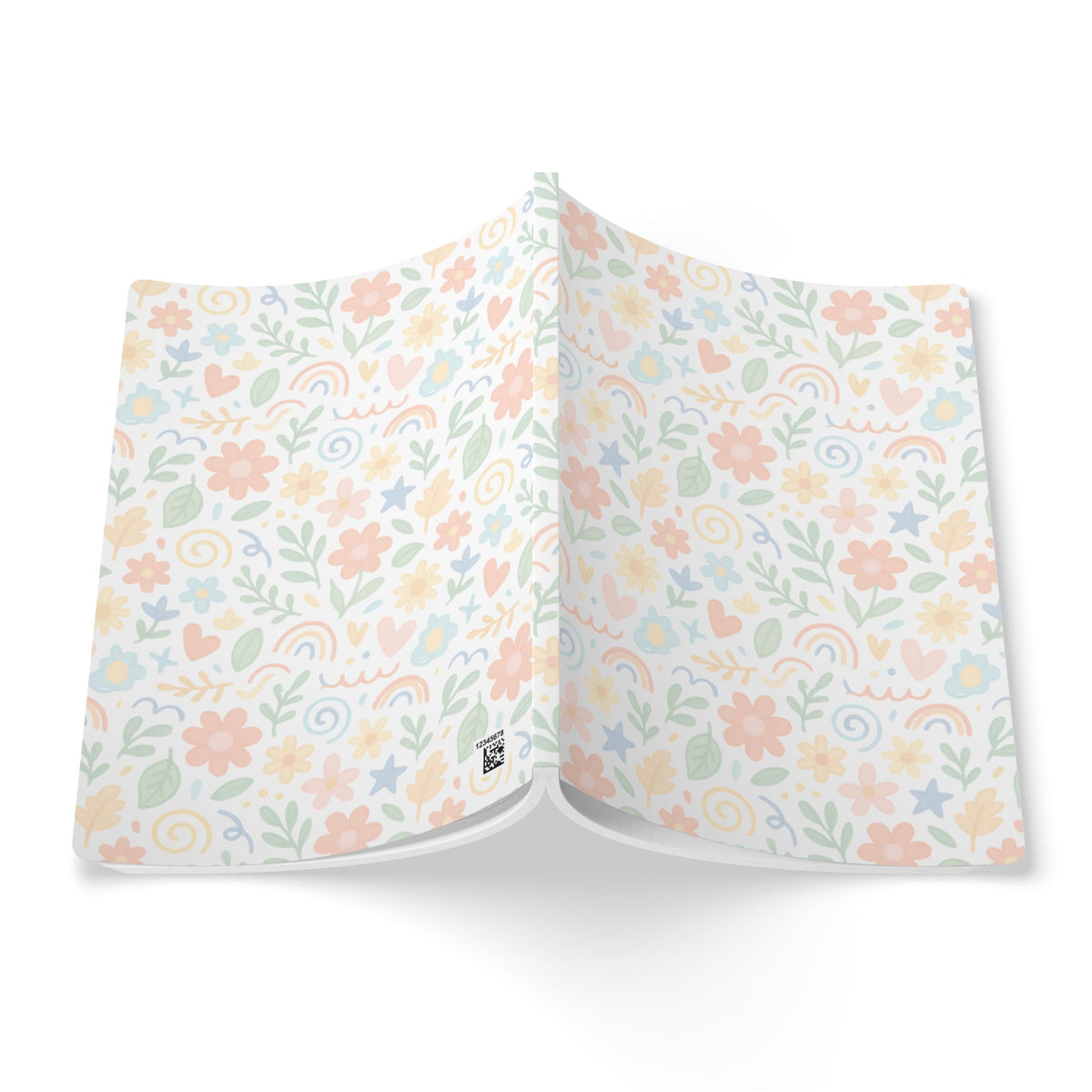 Floral Pastel Softcover Journal — Rainbow Hearts & Blooms Notebook
