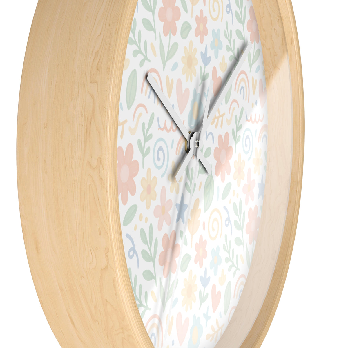 Floral Pastel Wall Clock — Soft Botanical Home Décor