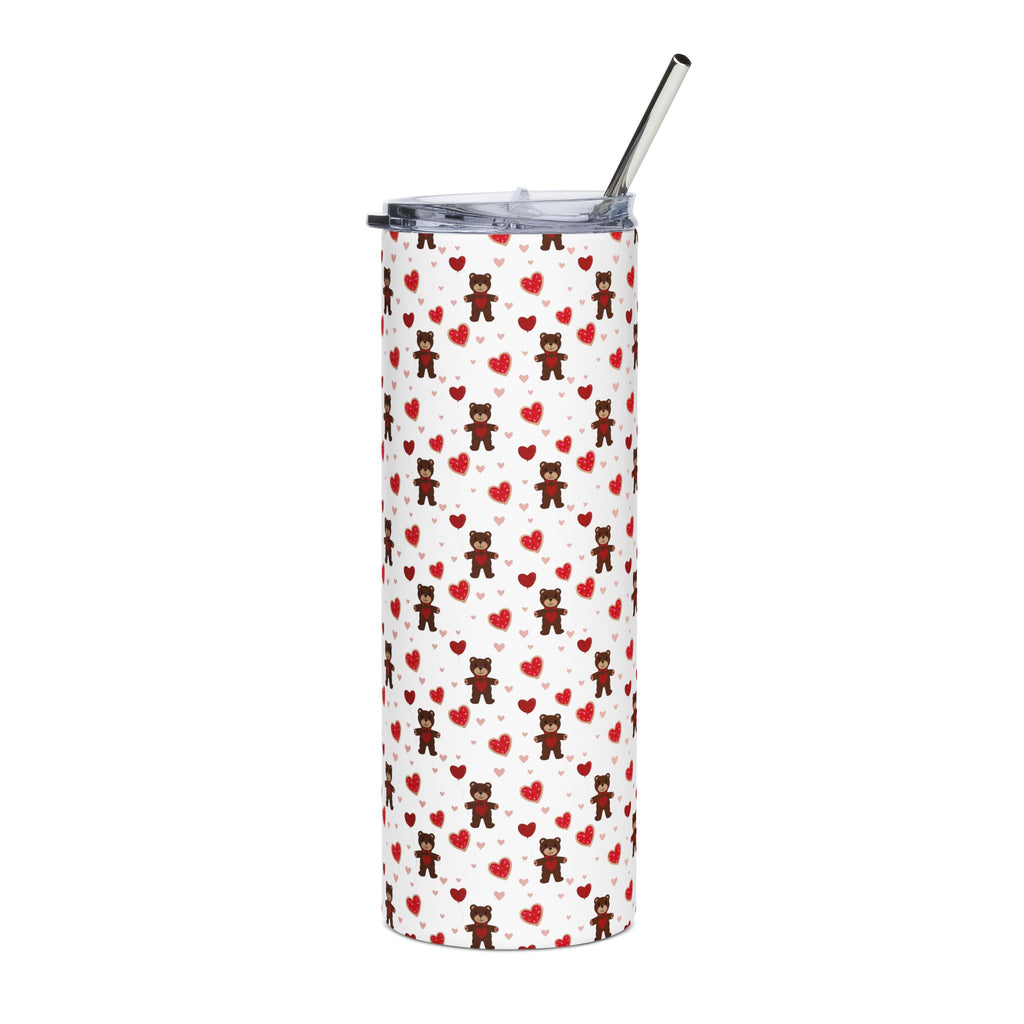 20oz Stainless Tumbler — Cute Teddy Bears & Hearts Pattern | Valentine Drinkware