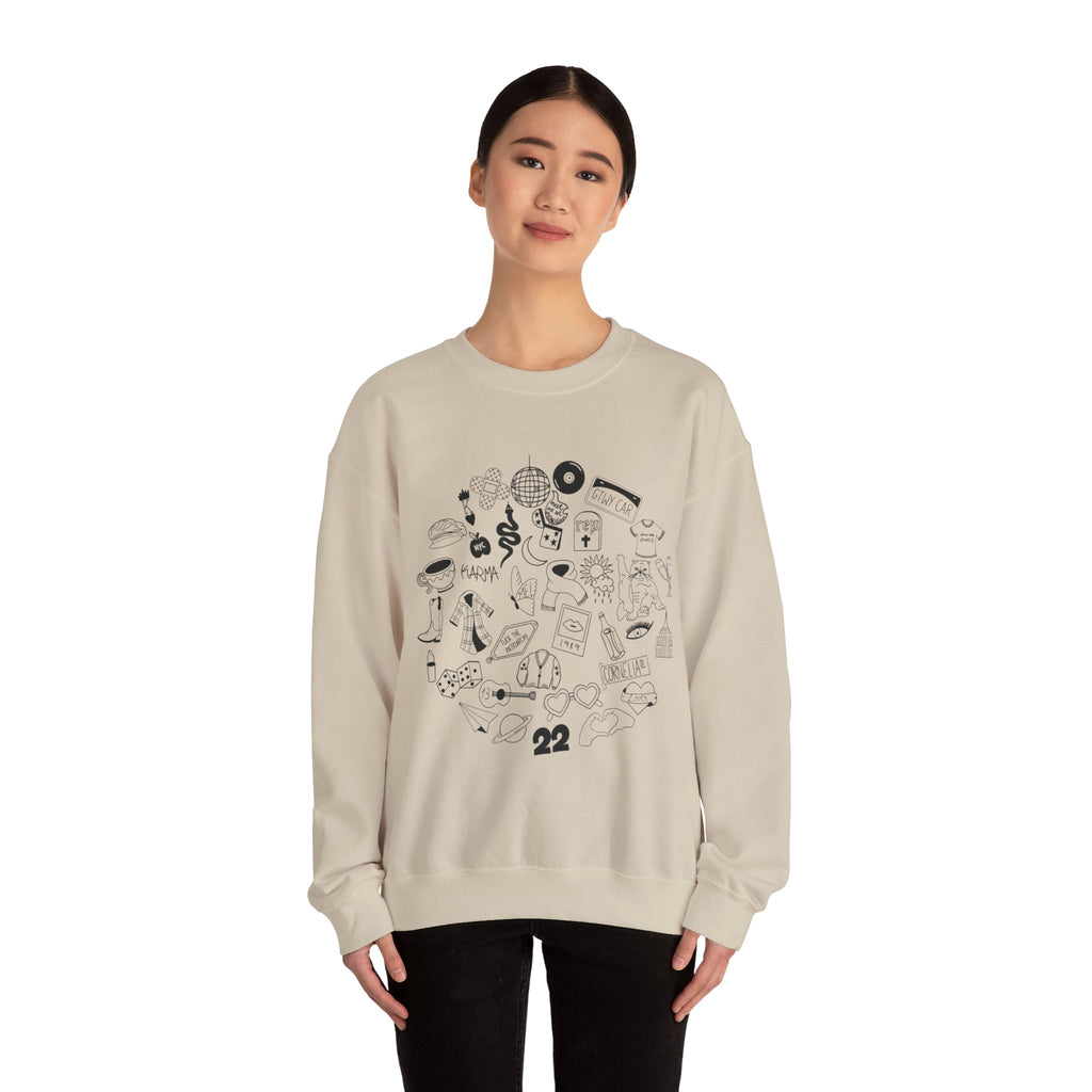 Swiftie Doodle Collage Crewneck Sweatshirt