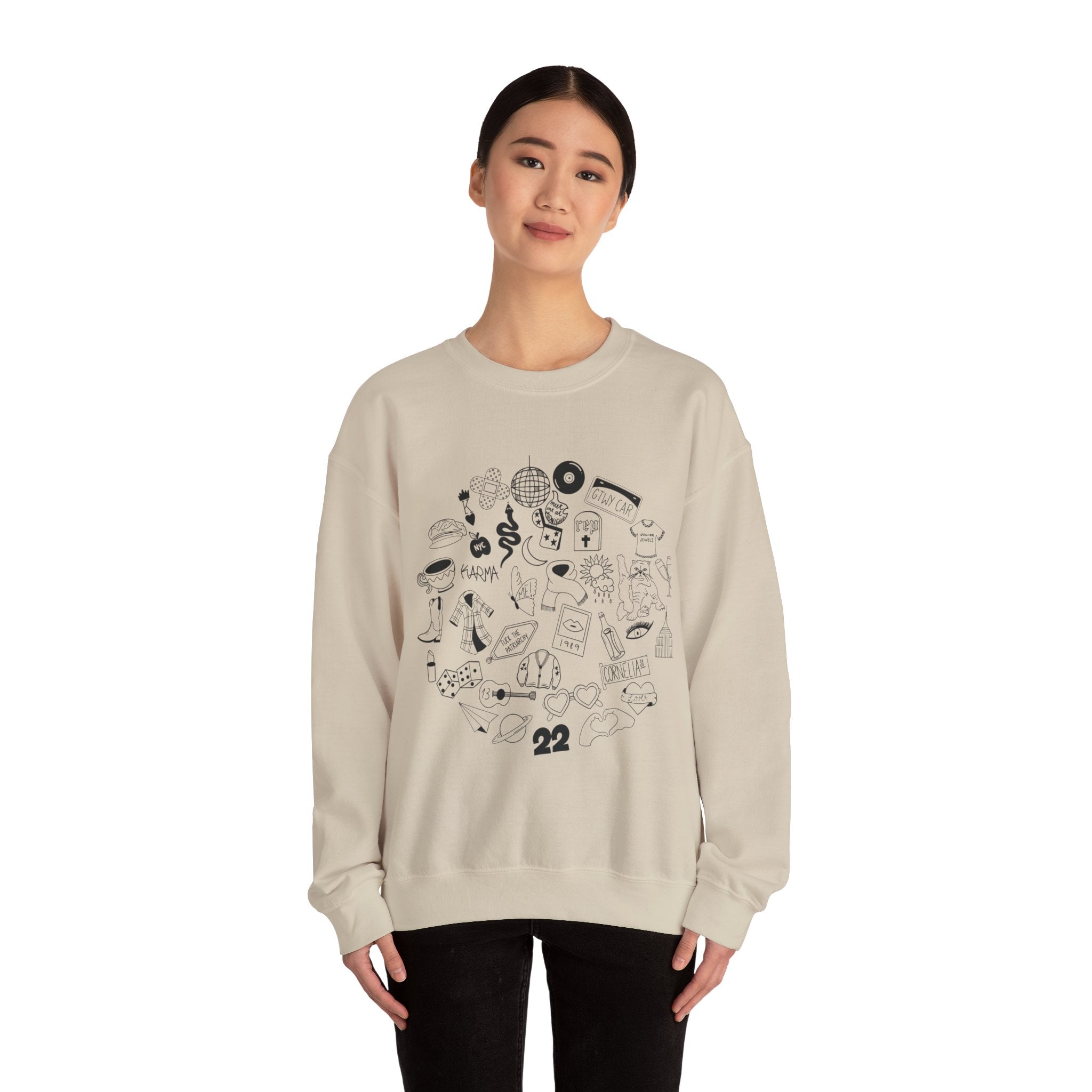 Swiftie Doodle Collage Crewneck Sweatshirt