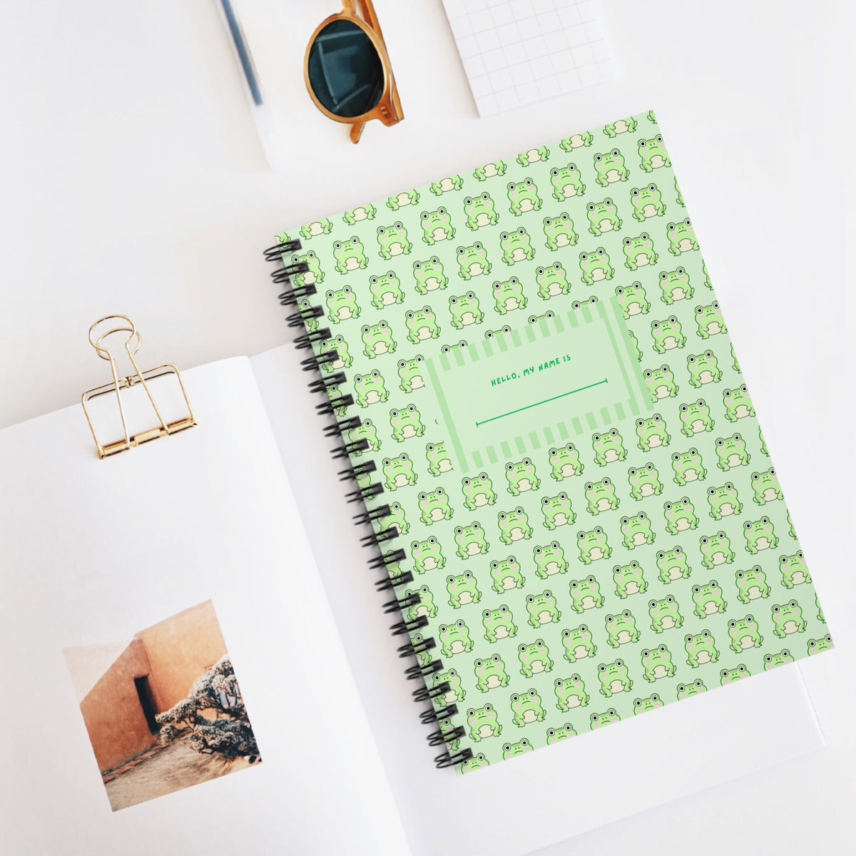 Cute Green Frog Spiral Notebook — Ruled Journal for Kids & Students