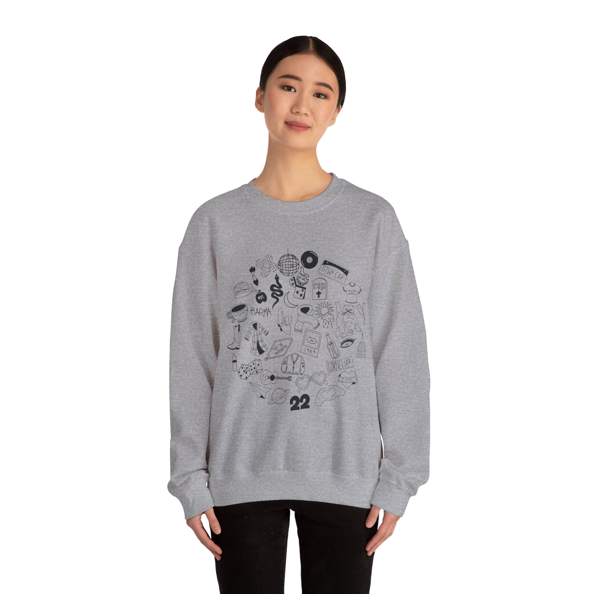 Swiftie Doodle Collage Crewneck Sweatshirt