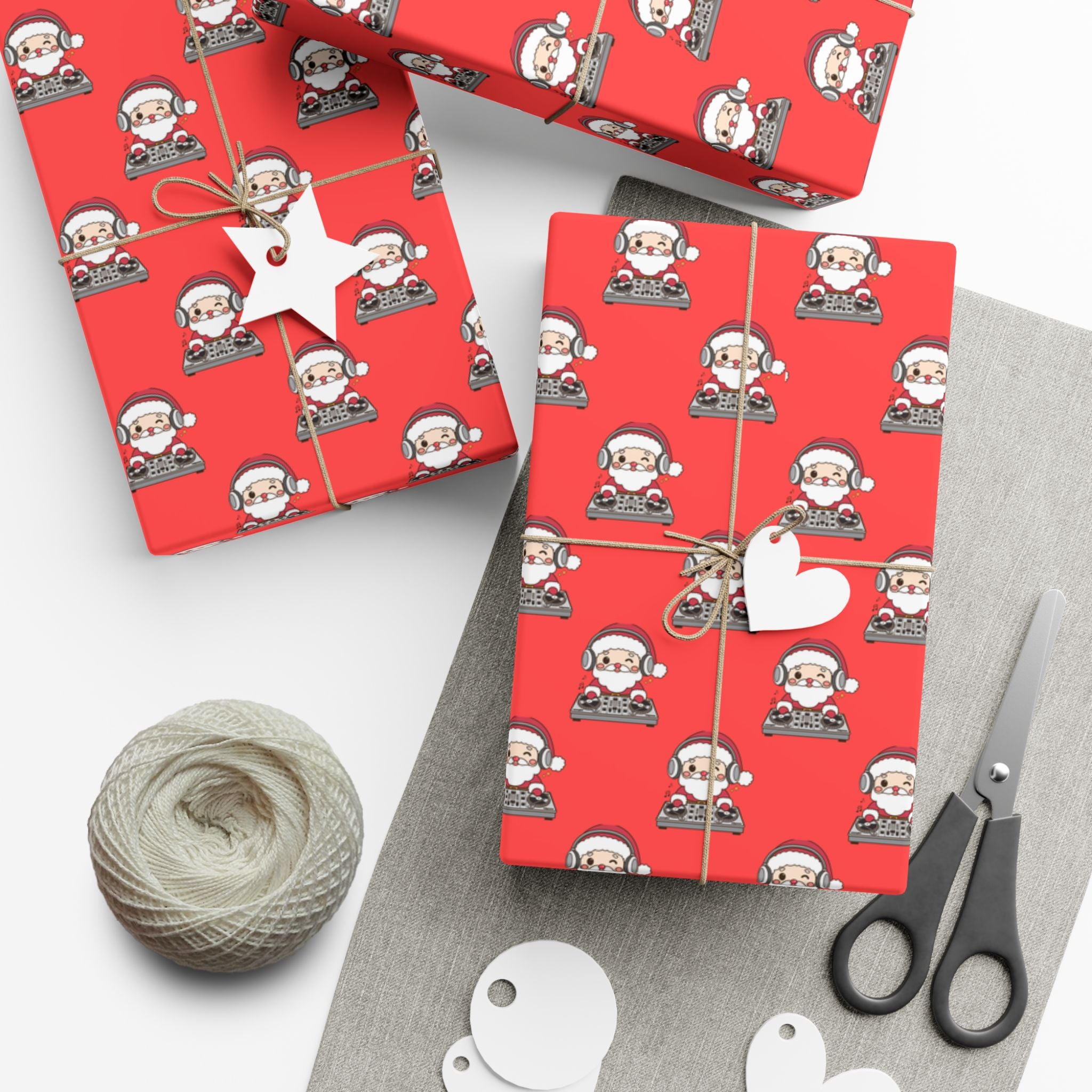 DJ Santa Festive Gift Wrap Paper with Santa Design