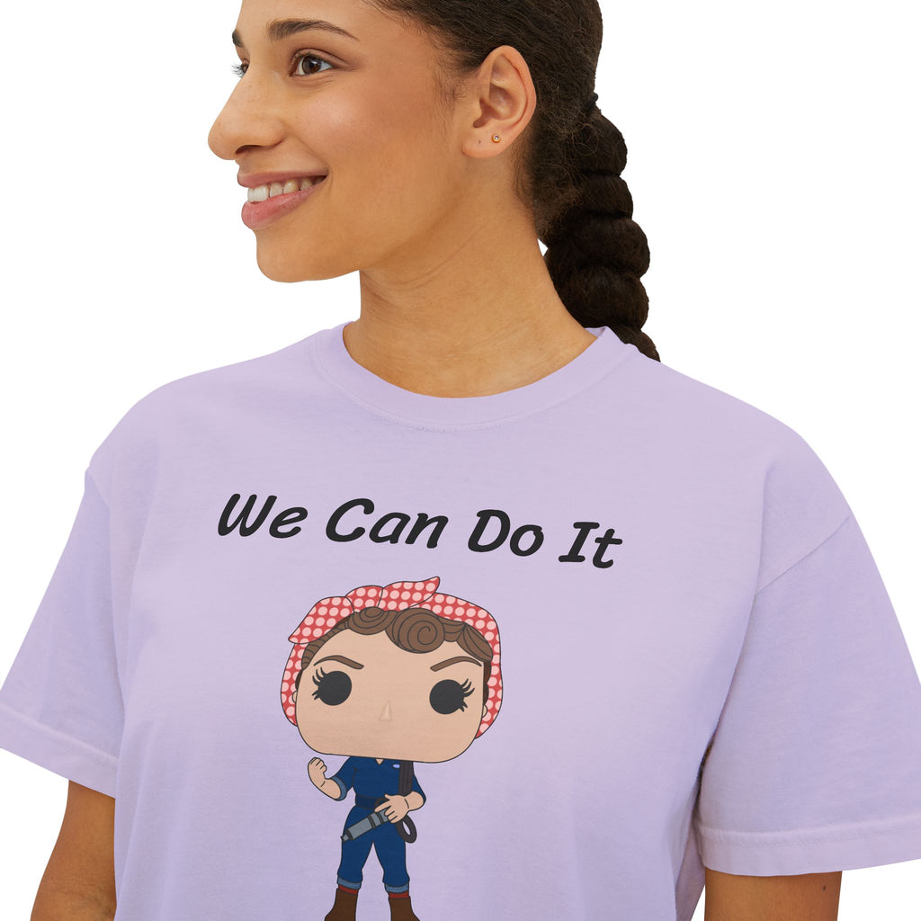 We Can Do It Women's Boxy Tee — Rosie the Riveter Feminist Graphic Shirt