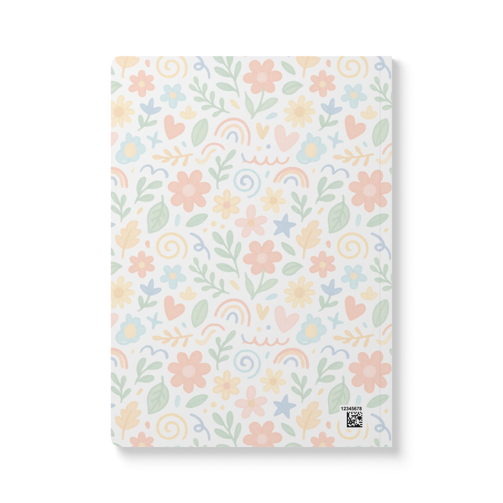 Floral Pastel Softcover Journal — Rainbow Hearts & Blooms Notebook