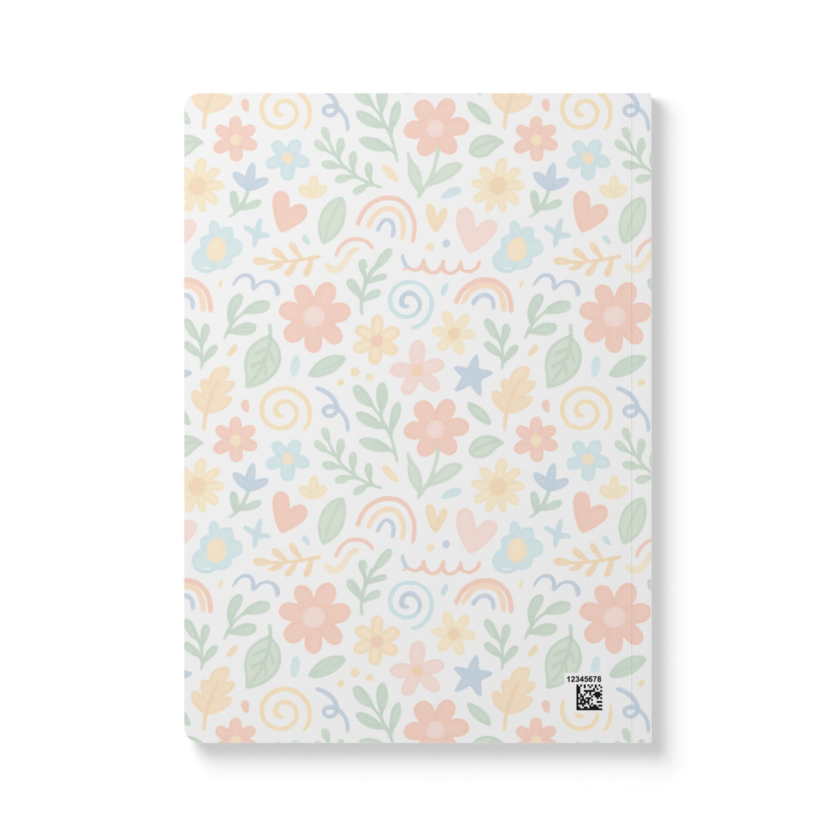 Floral Pastel Softcover Journal — Rainbow Hearts & Blooms Notebook