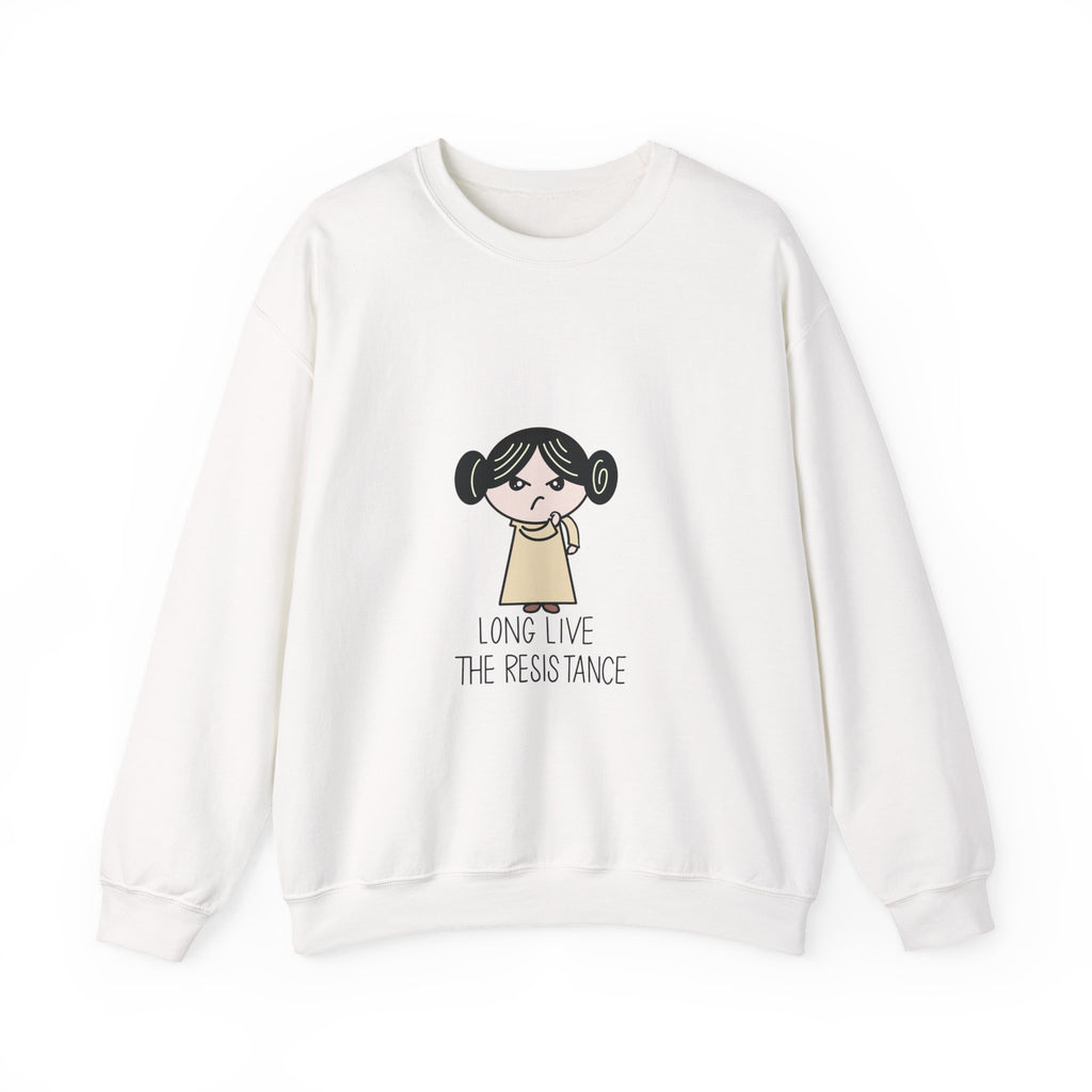 Crewneck Sweatshirt — Cute Cartoon Rebel 'Long Live the Resistance' Graphic