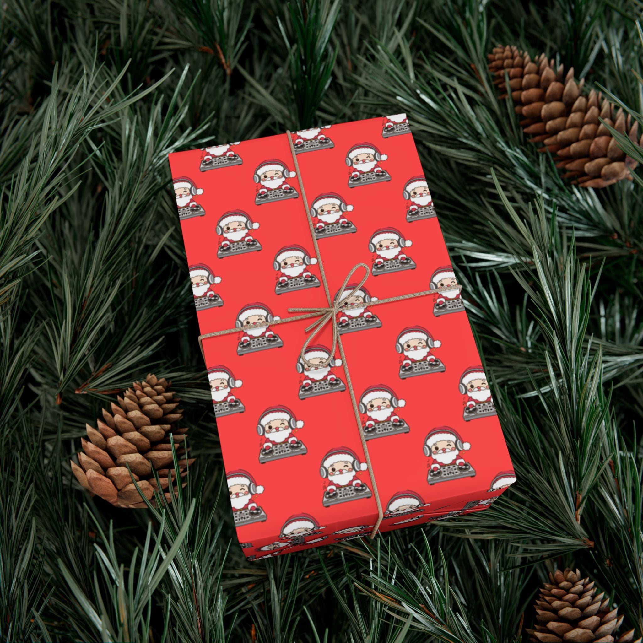 Santa Pattern Gift Wrap Paper – Festive Red Christmas Wrapping Sheets