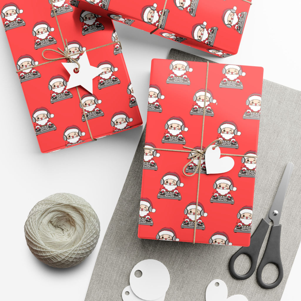 DJ Santa Festive Gift Wrap Paper with Santa Design