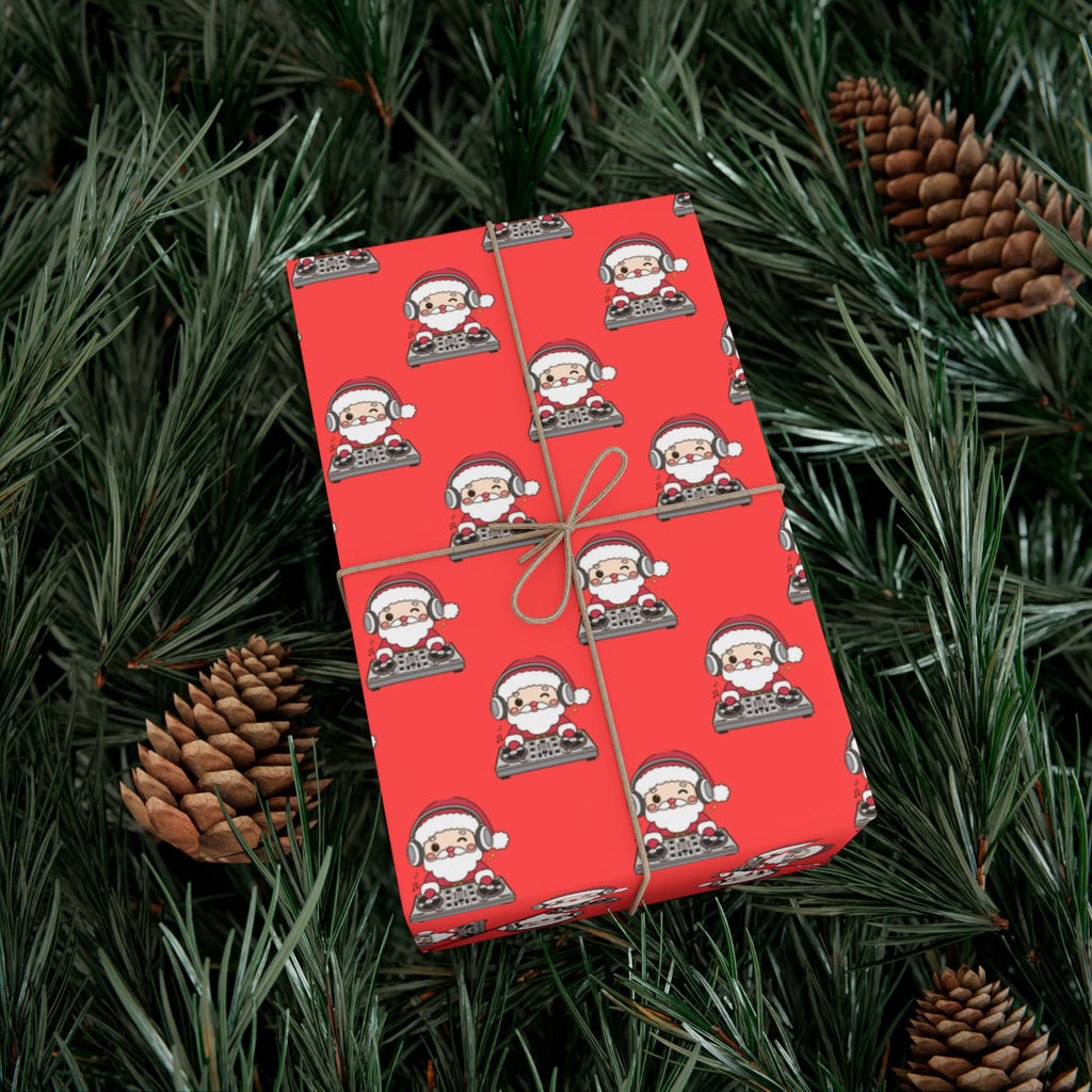 DJ Santa Festive Gift Wrap Paper with Santa Design