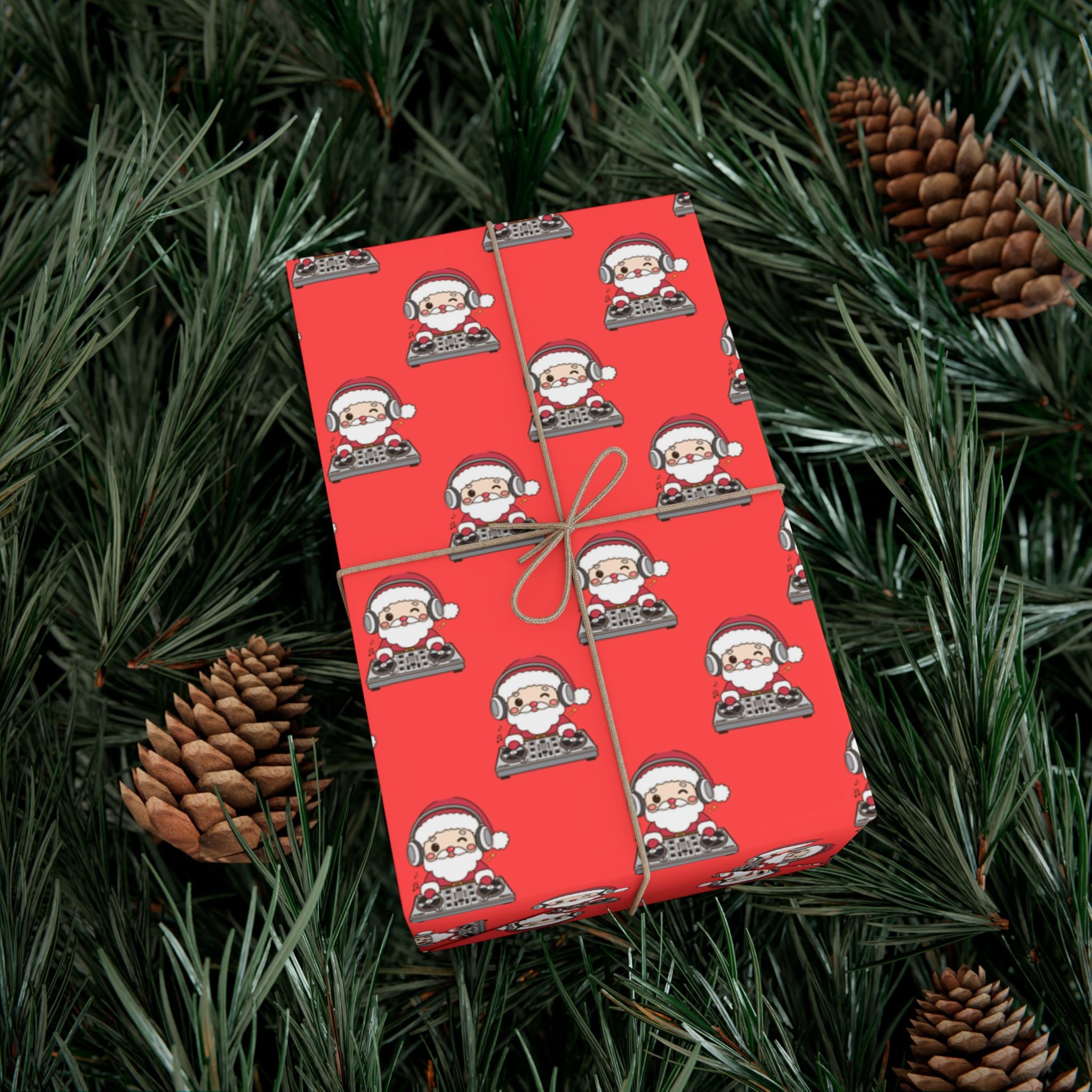 DJ Santa Festive Gift Wrap Paper with Santa Design