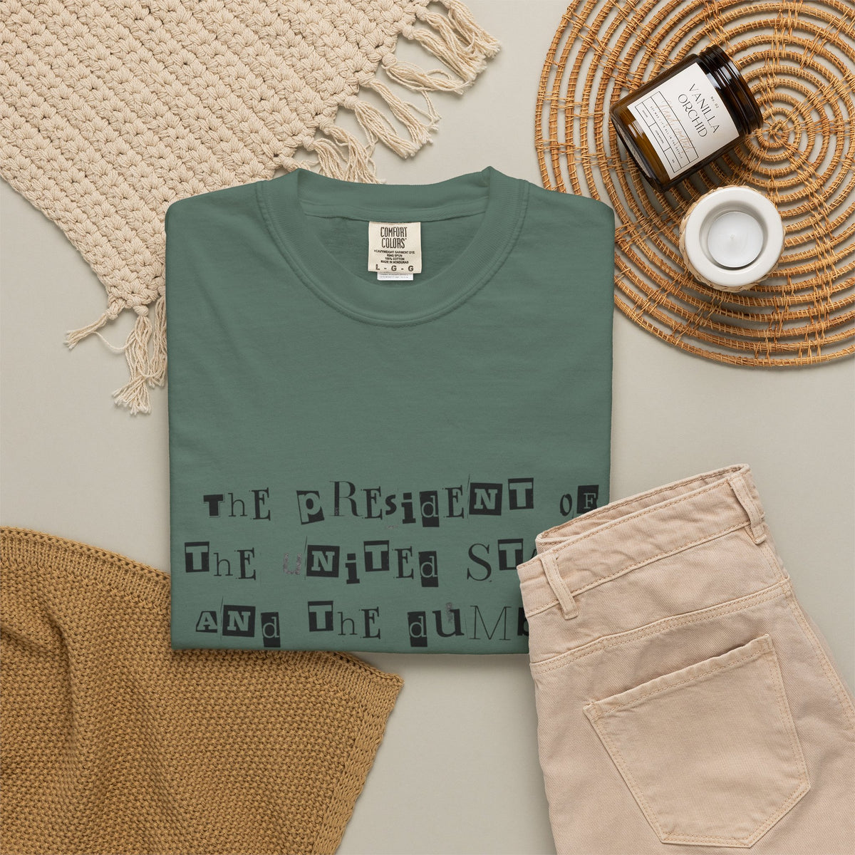 Garment-Dyed Graphic T-Shirt — “The President and the Dumbest Person on Earth Should Be Different”