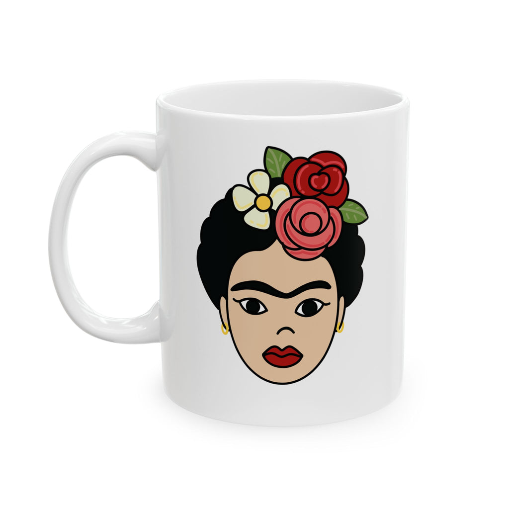 Frida-Inspired Floral Portrait Ceramic Mug (11oz, 15oz)