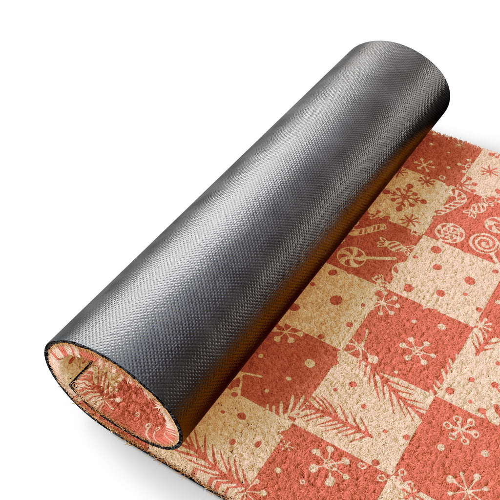 Festive Checkerboard Doormat, Holiday Home Decor, Christmas Welcome Mat, Rustic Front Porch Rug, Seasonal Entrance Way