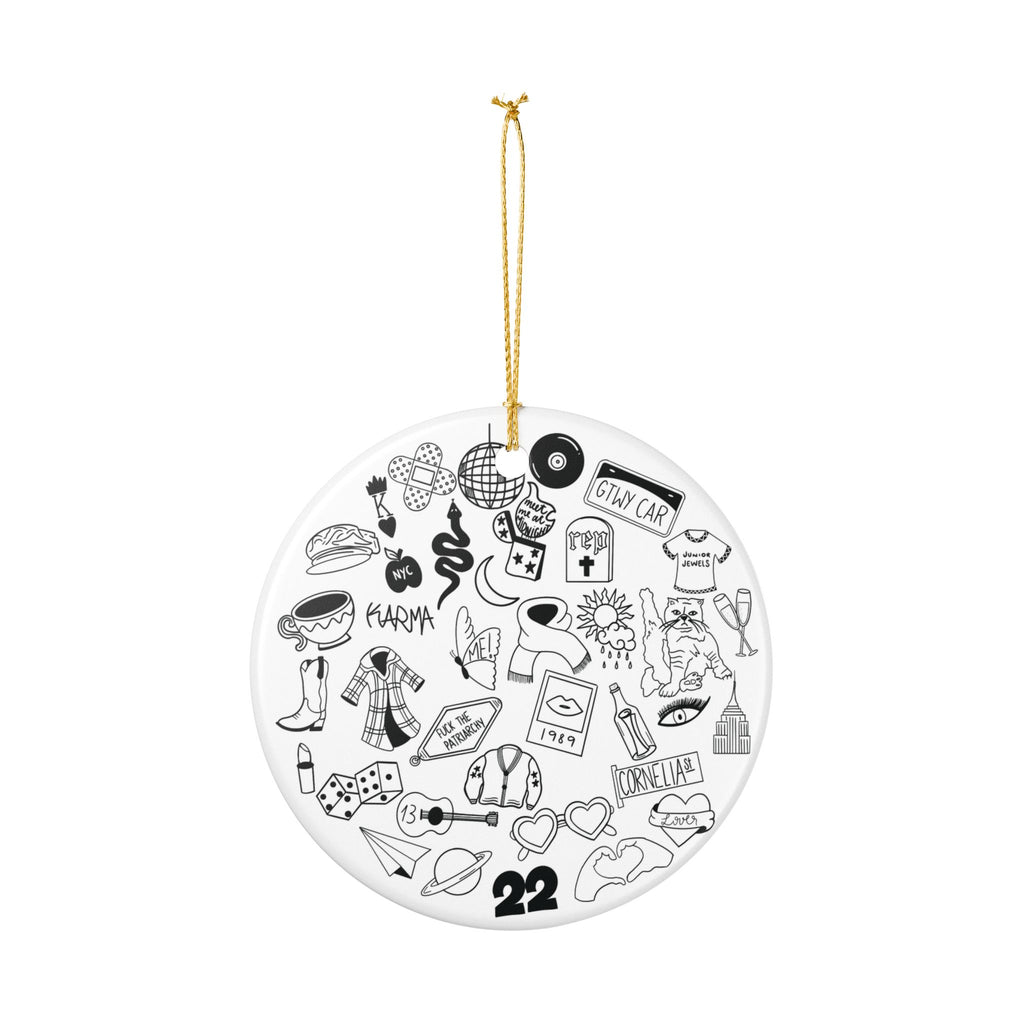 Ceramic Ornament - Music Inspired Doodles - Perfect Gift for Swifties