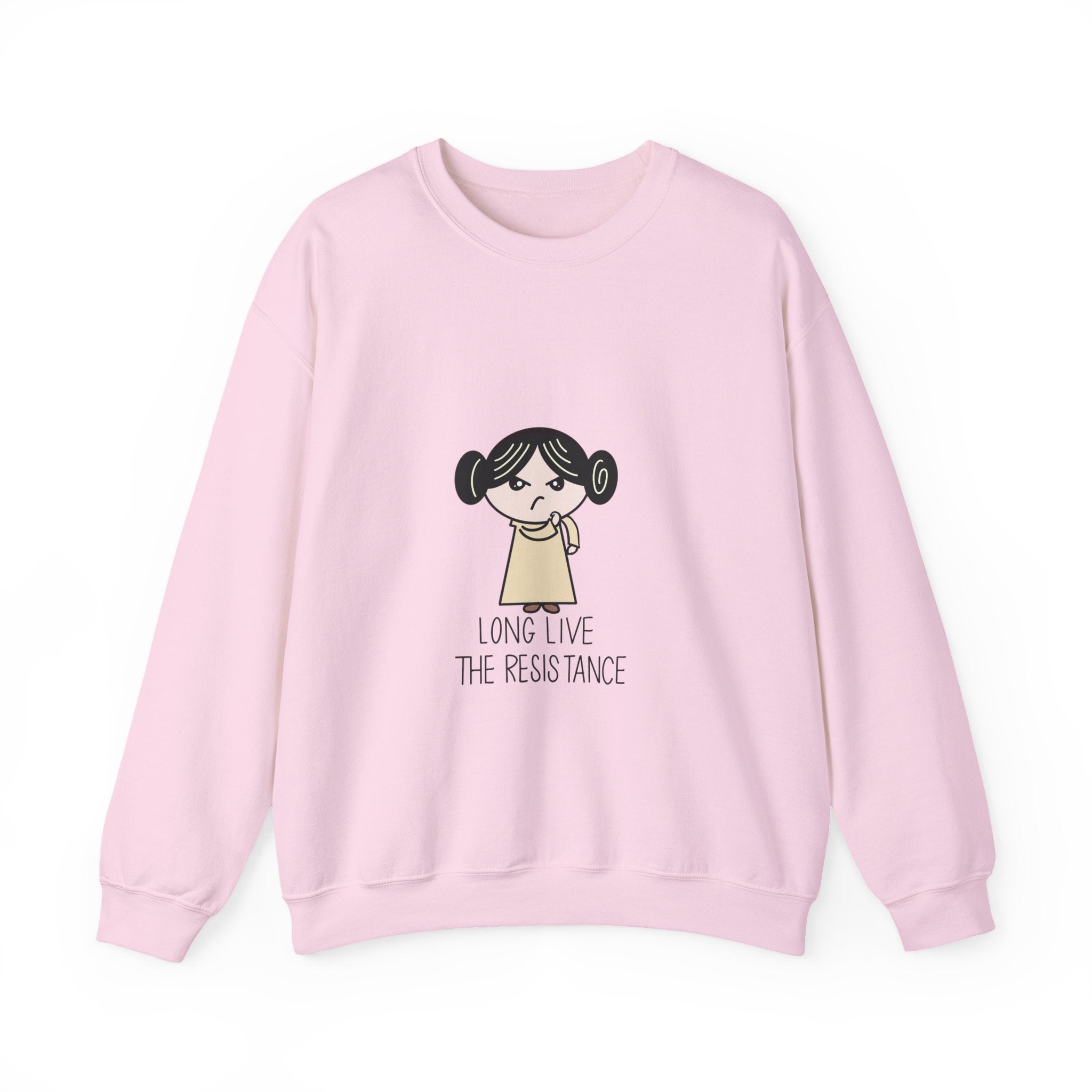 Crewneck Sweatshirt — Cute Cartoon Rebel 'Long Live the Resistance' Graphic
