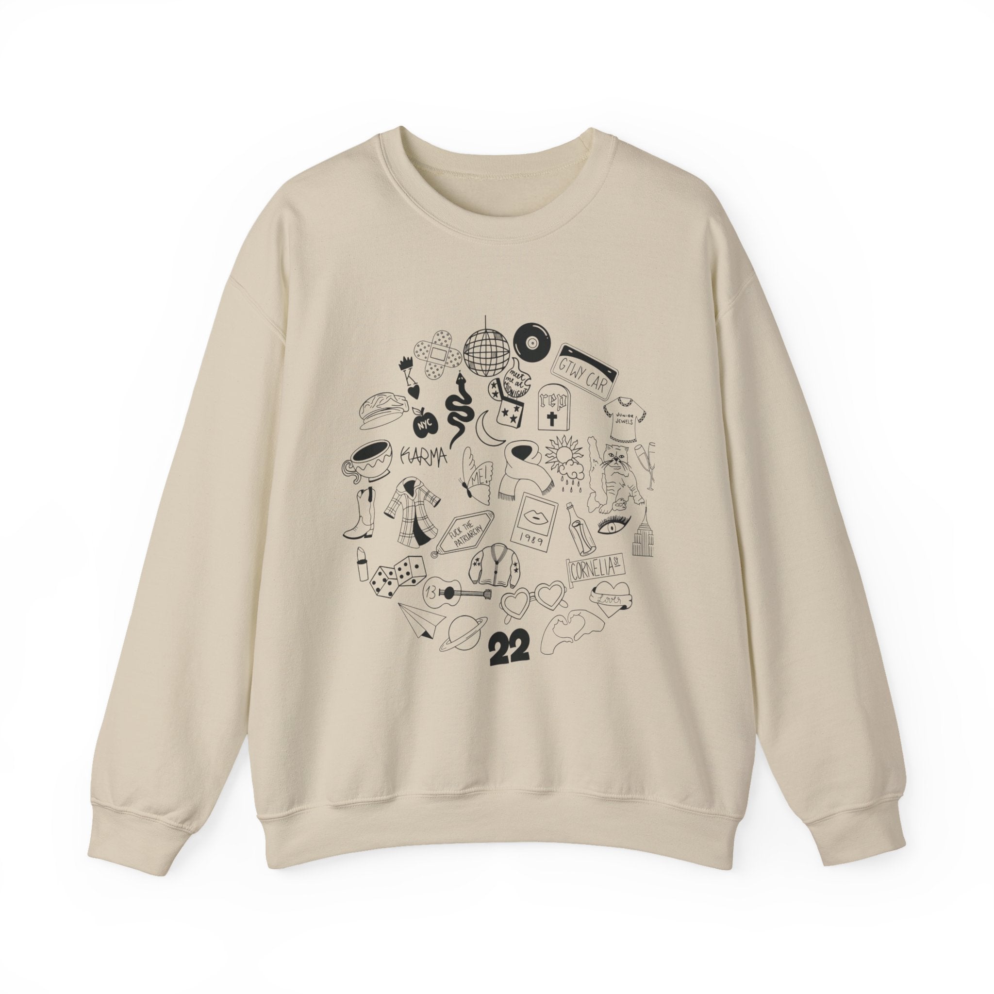 Swiftie Doodle Collage Crewneck Sweatshirt