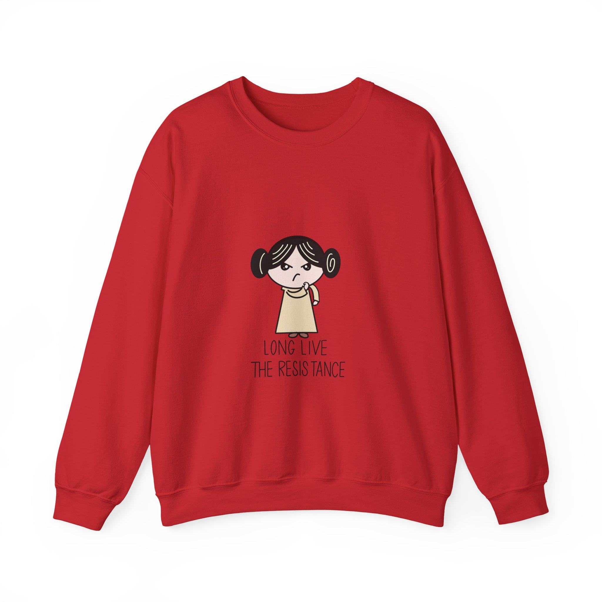 Crewneck Sweatshirt — Cute Cartoon Rebel 'Long Live the Resistance' Graphic