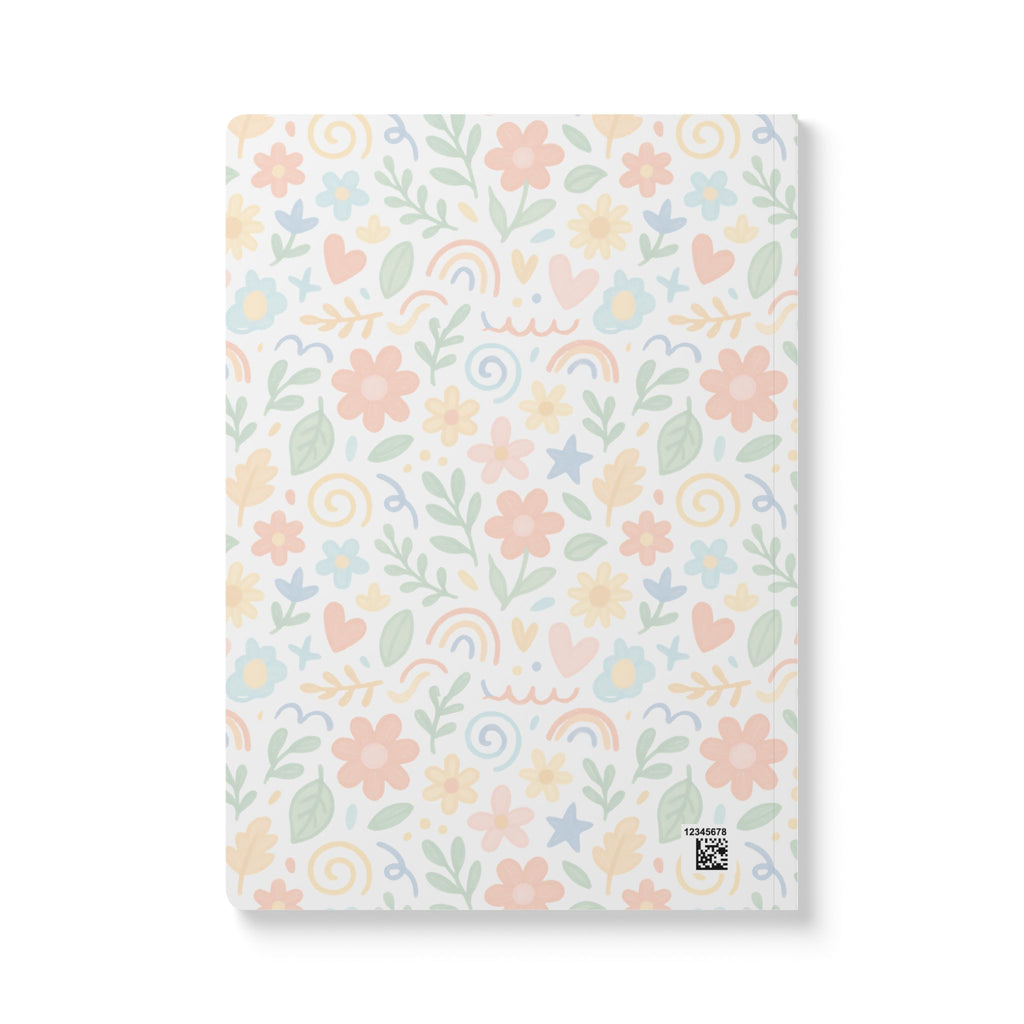 Floral Pastel Softcover Journal — Rainbow Hearts & Blooms Notebook