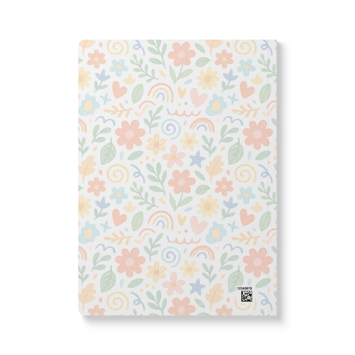 Floral Pastel Softcover Journal — Rainbow Hearts & Blooms Notebook