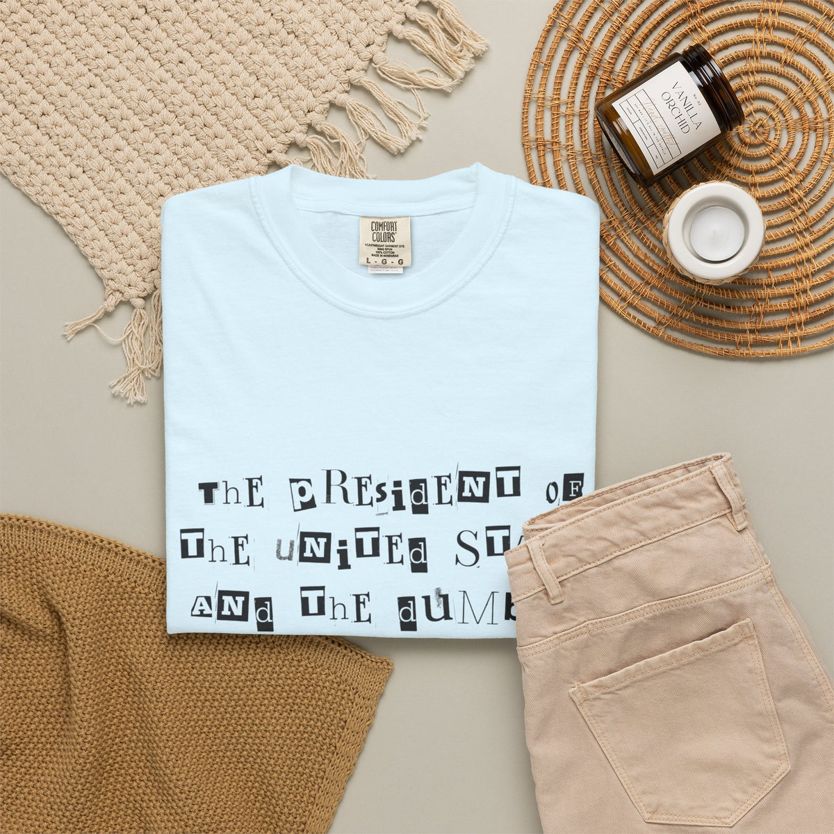 Garment-Dyed Graphic T-Shirt — “The President and the Dumbest Person on Earth Should Be Different”