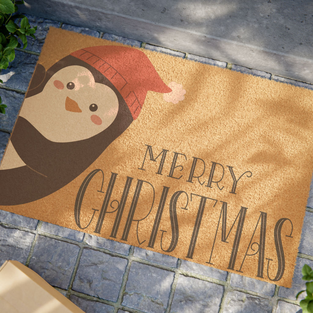 Charming Christmas Doormat, Festive Entryway Decor, Penguin Welcome Mat, Holiday Home Accent, Seasonal Greetings