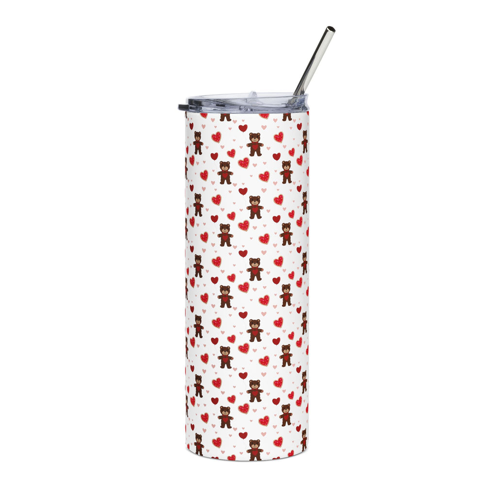 20oz Stainless Tumbler — Cute Teddy Bears & Hearts Pattern | Valentine Drinkware