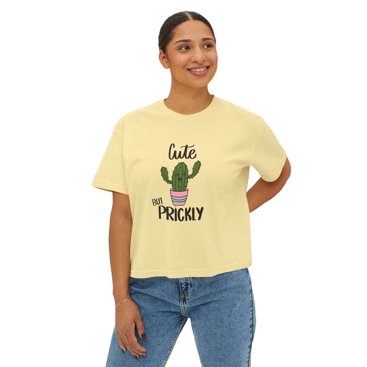 Cute But Prickly Cactus Tee — Women's Boxy Graphic Shirt