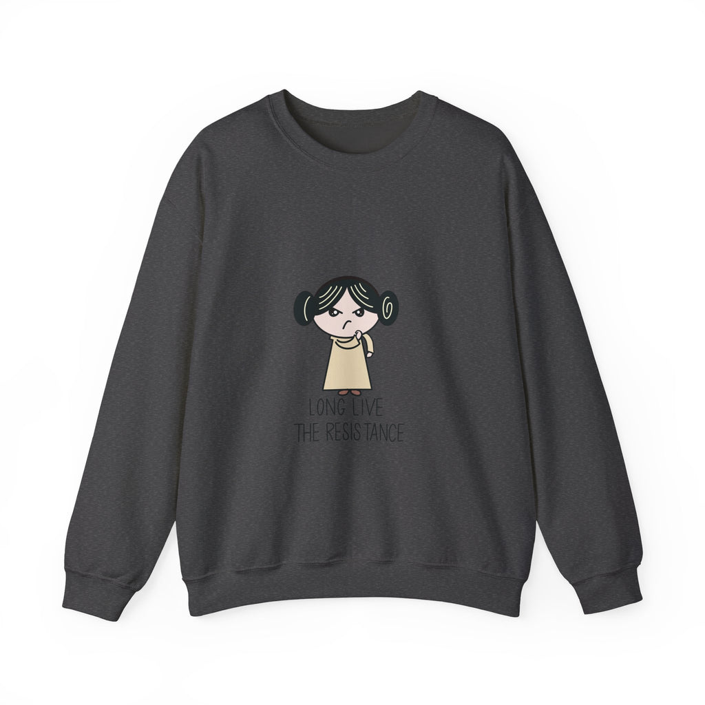 Crewneck Sweatshirt — Cute Cartoon Rebel 'Long Live the Resistance' Graphic