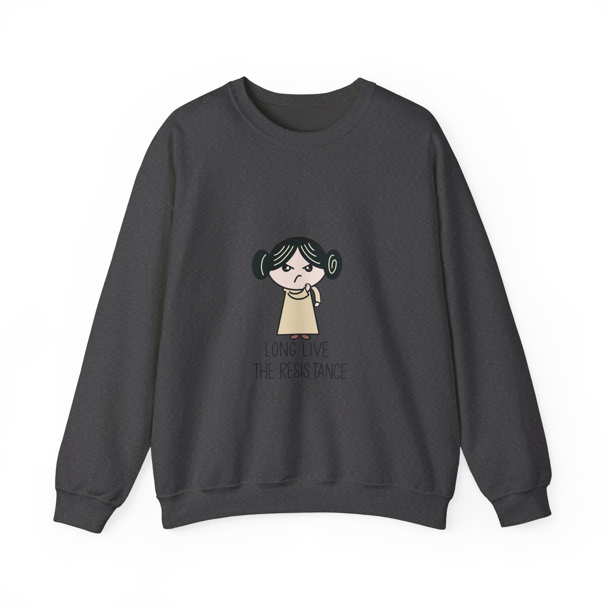 Crewneck Sweatshirt — Cute Cartoon Rebel 'Long Live the Resistance' Graphic