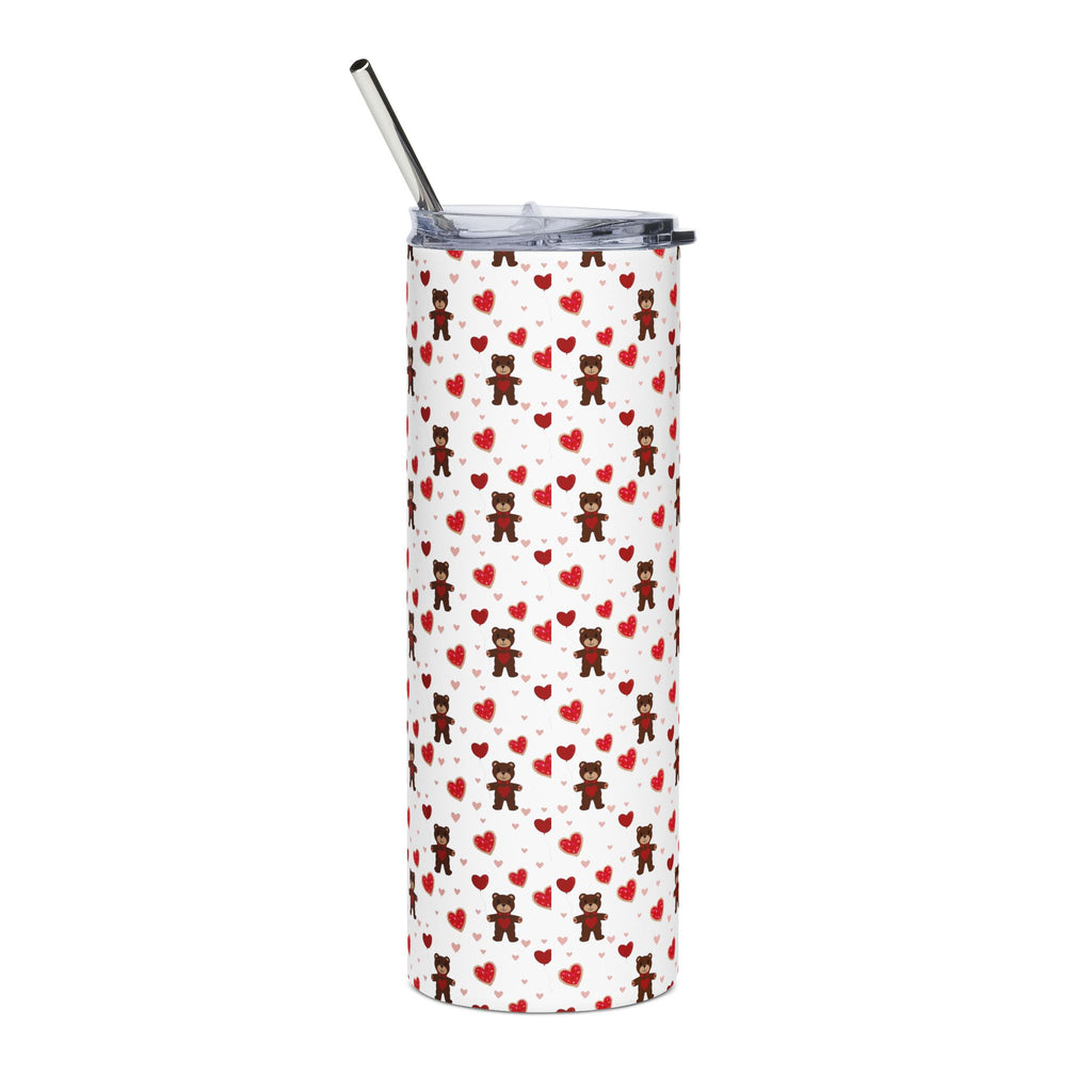 20oz Stainless Tumbler — Cute Teddy Bears & Hearts Pattern | Valentine Drinkware
