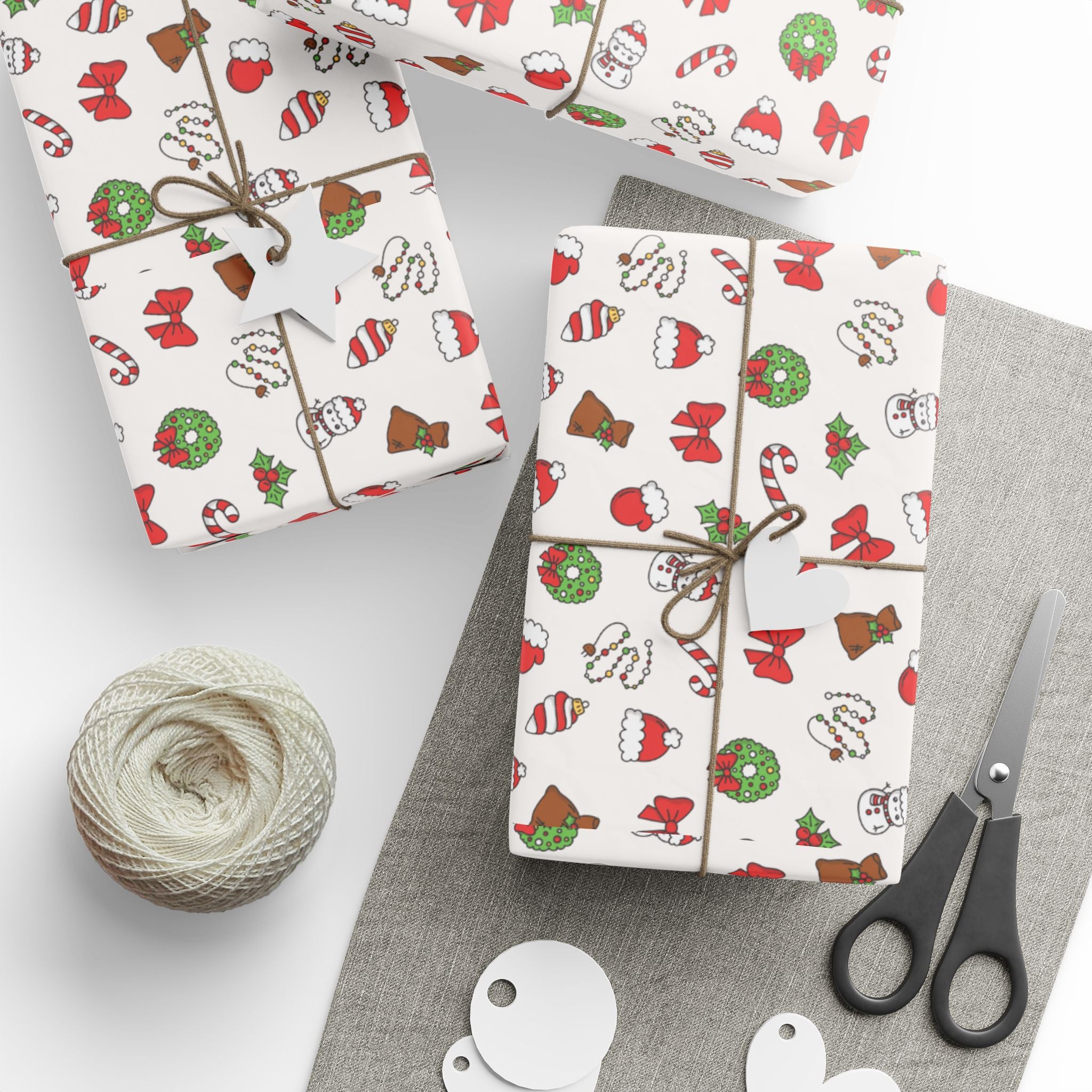 Christmas Wrapping Paper Roll, Festive Gift Wrap, Holiday Decorations, Cute Gift Packaging, Merry and Bright Wrapping Sheets