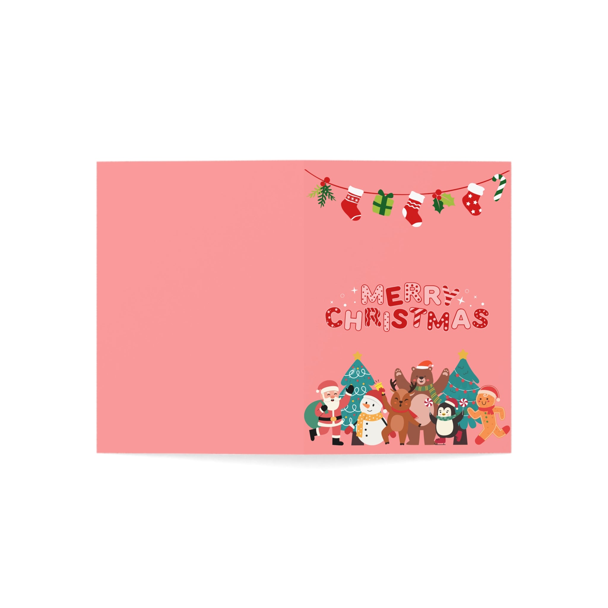 Fun Pink Christmas Card, Christmas Kids, Modern Design Greeting Cards (1, 10, 30, and 50pcs)