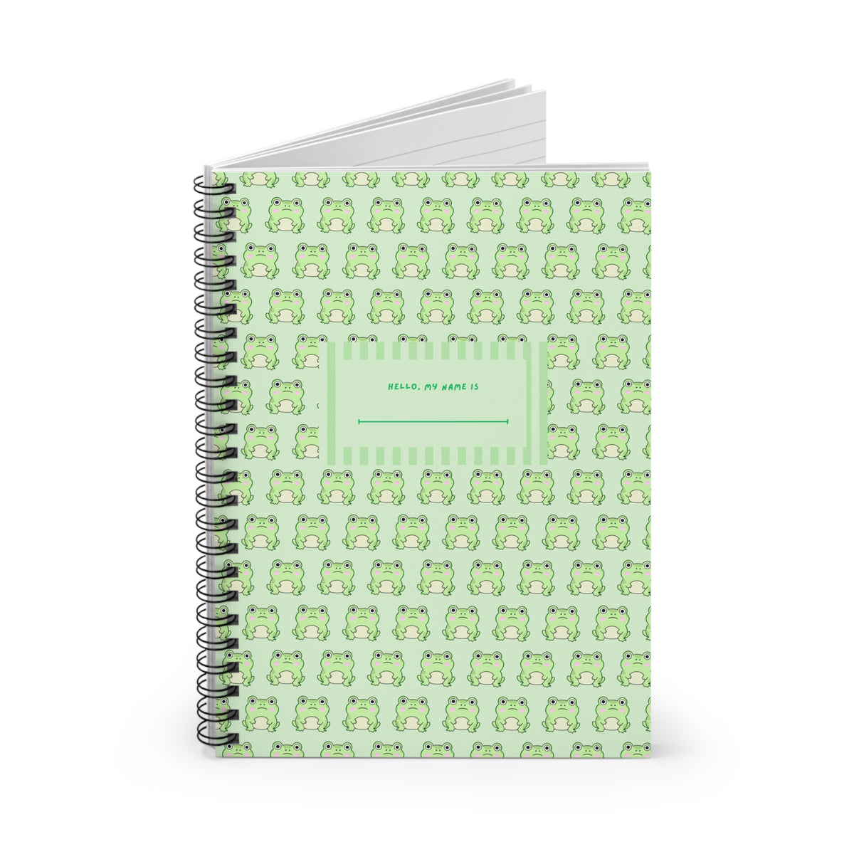 Cute Green Frog Spiral Notebook — Ruled Journal for Kids & Students