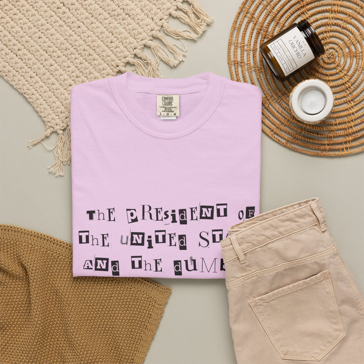 Garment-Dyed Graphic T-Shirt — “The President and the Dumbest Person on Earth Should Be Different”
