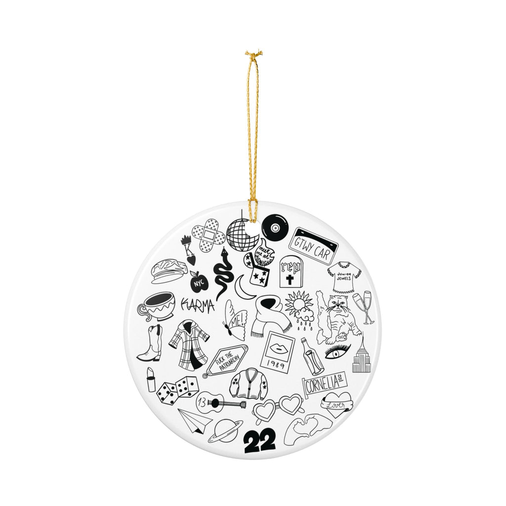 Ceramic Ornament - Music Inspired Doodles - Perfect Gift for Swifties