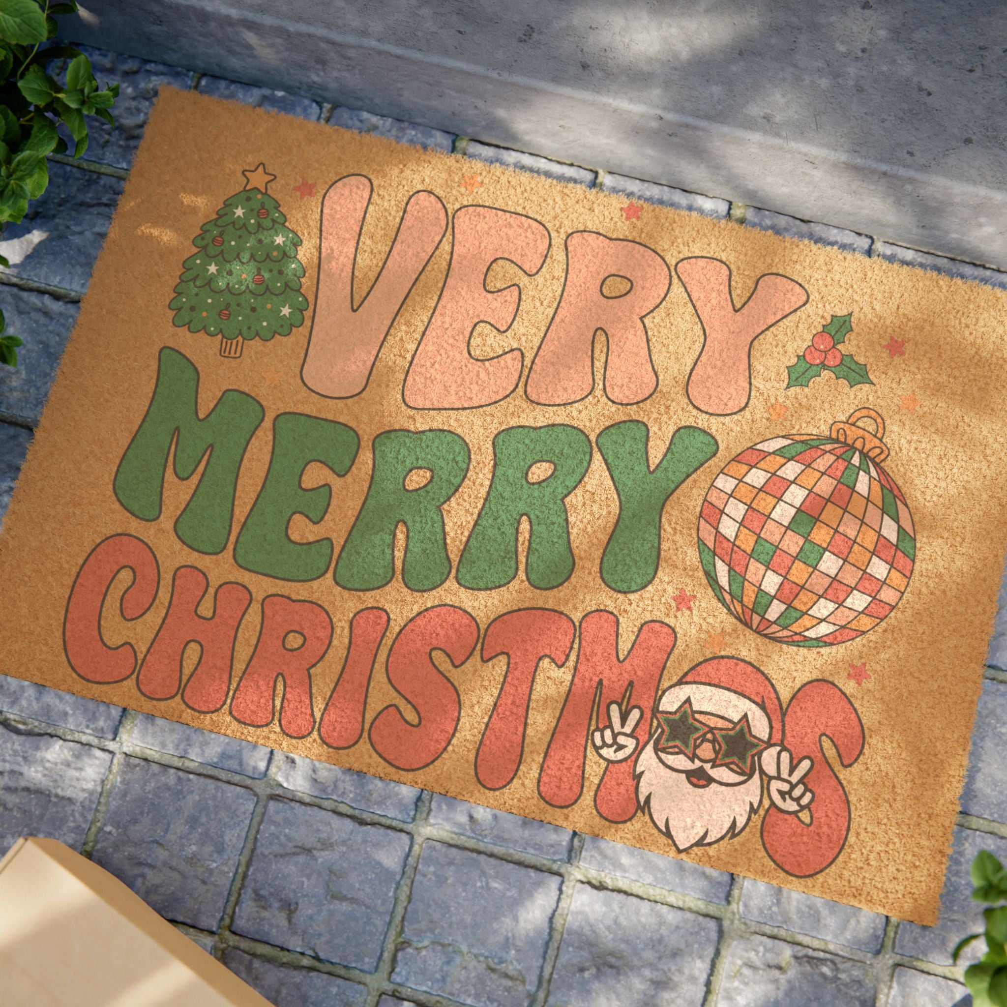 Disco Santa Doormat, Christmas Decor, Home Decor, Seasonal Decor