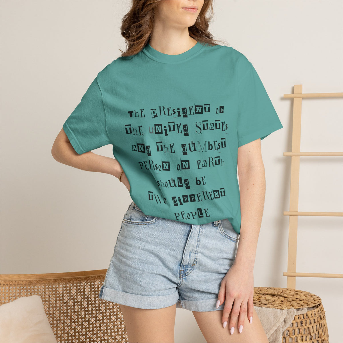Garment-Dyed Graphic T-Shirt — “The President and the Dumbest Person on Earth Should Be Different”