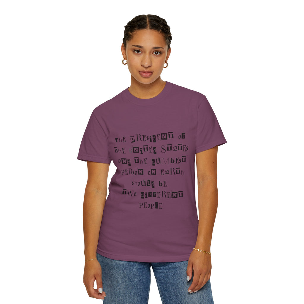 Garment-Dyed Graphic T-Shirt — “The President and the Dumbest Person on Earth Should Be Different”