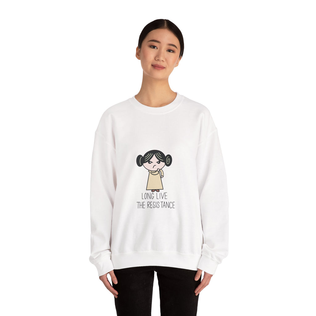 Crewneck Sweatshirt — Cute Cartoon Rebel 'Long Live the Resistance' Graphic