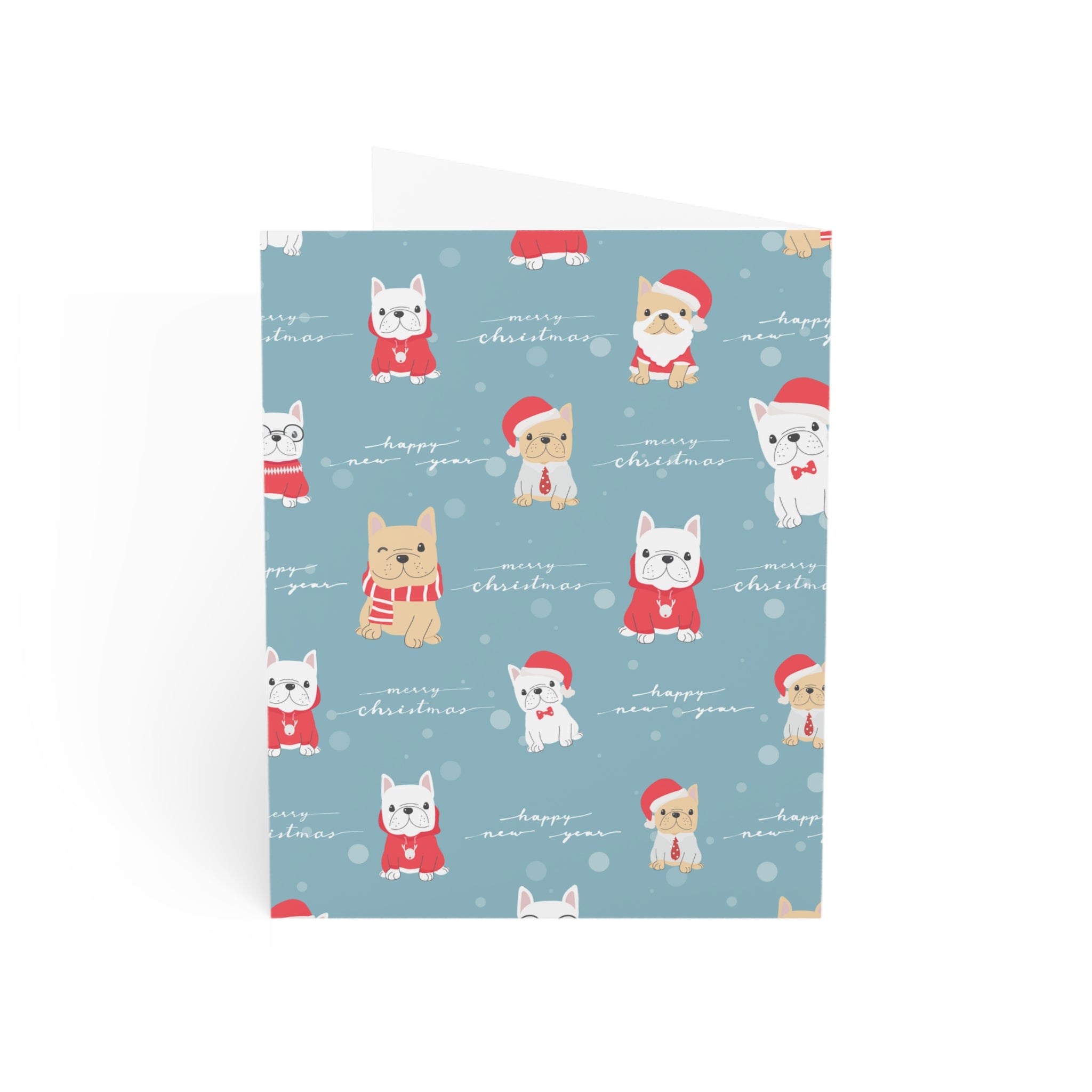 Festive Frenchie Greeting Cards - 10/30/50 pcs for Holiday Cheer