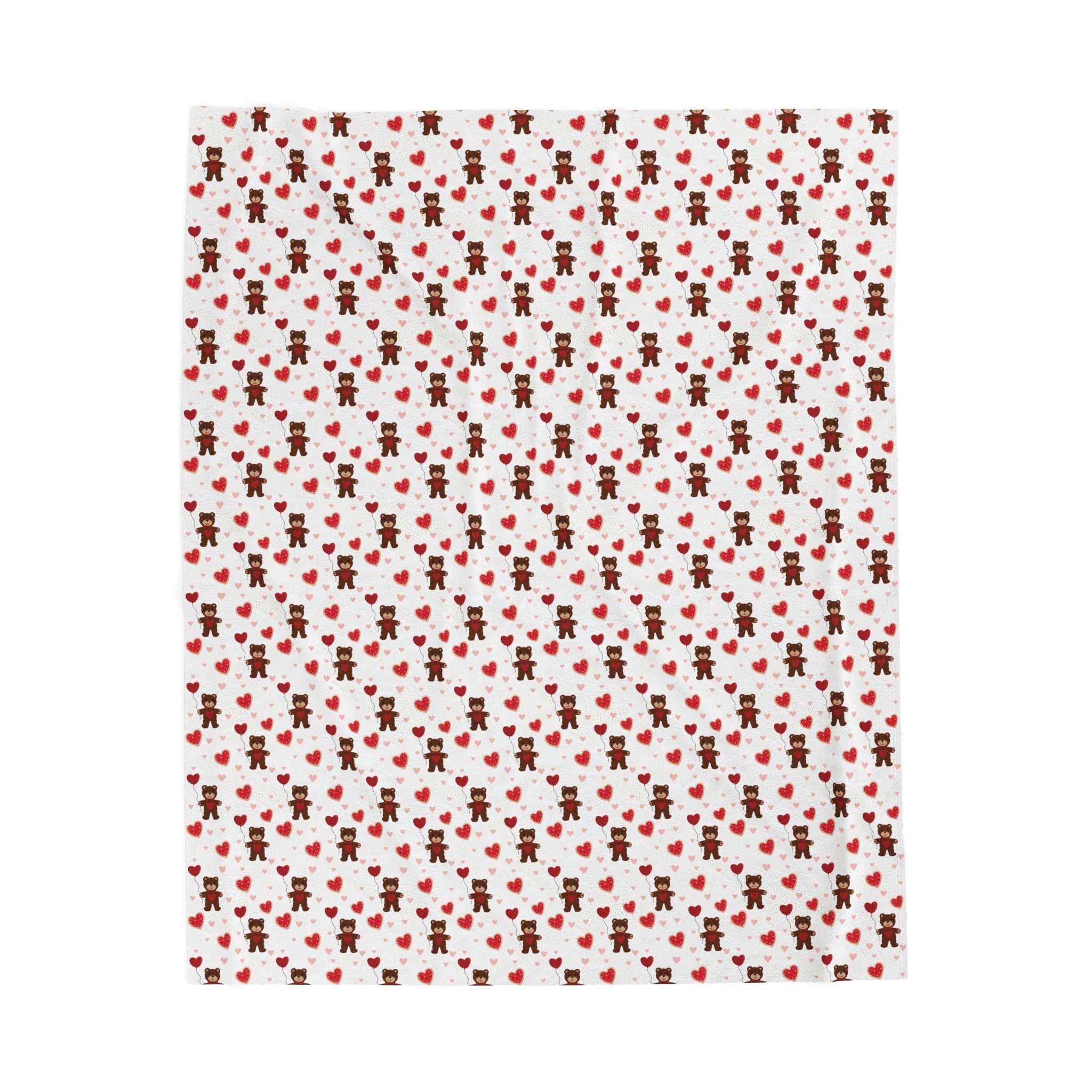 Valentine's Day Velveteen Plush Blanket — Romantic Hand-Drawn Cute Design