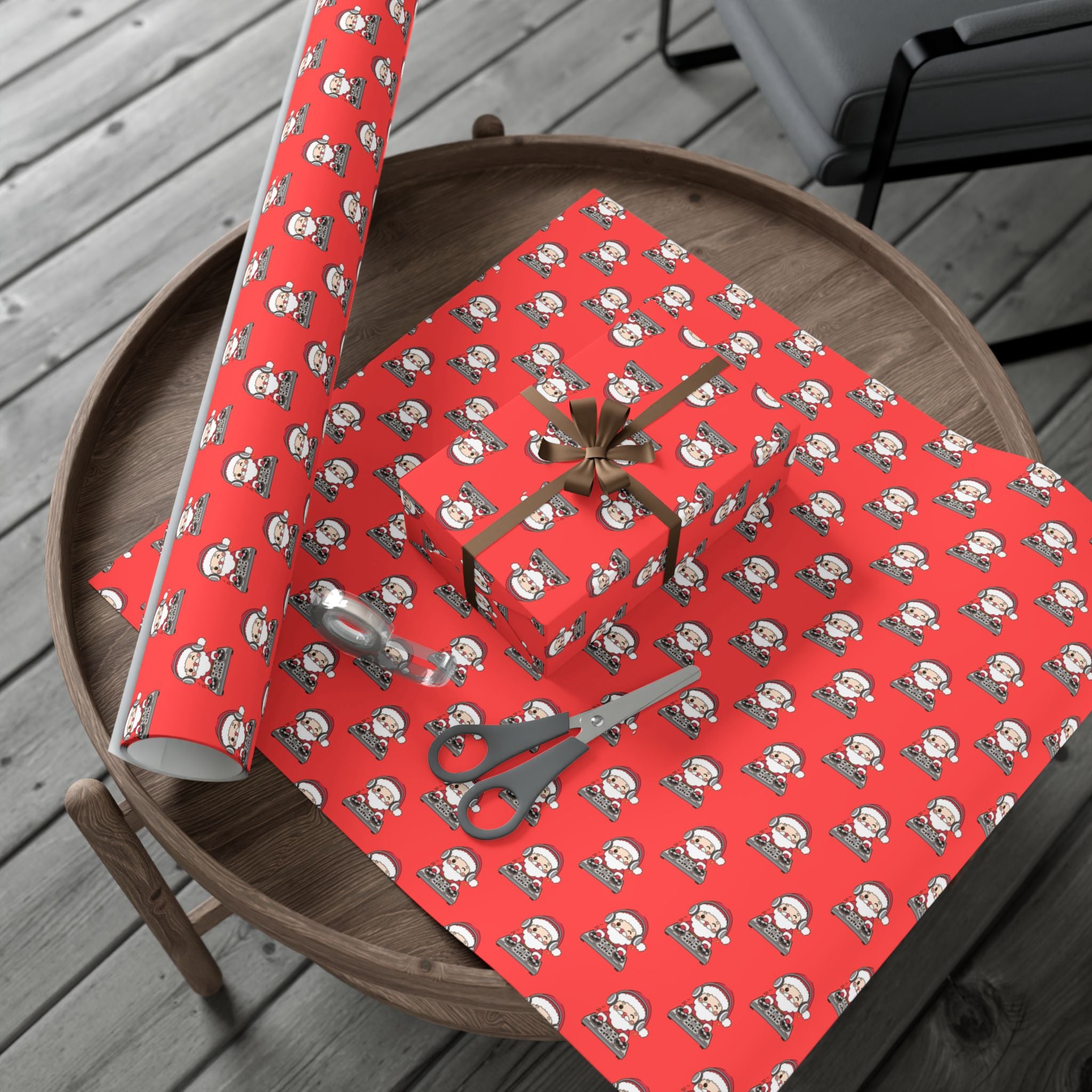 DJ Santa Festive Gift Wrap Paper with Santa Design