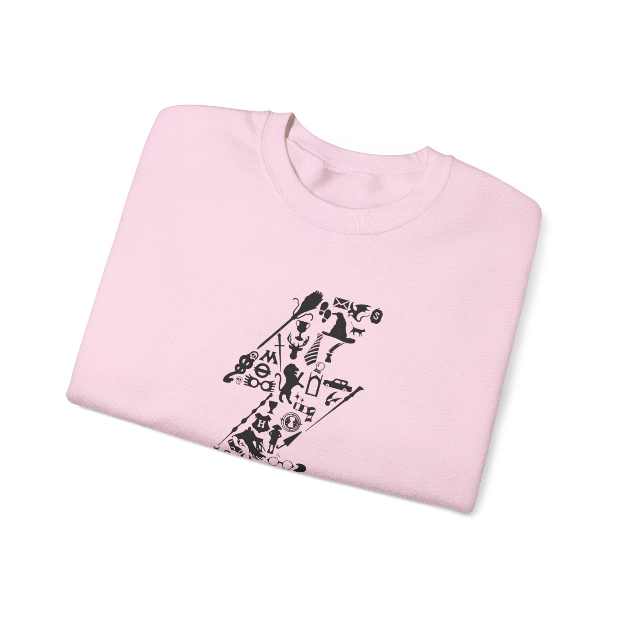 Lightning Bolt Symbol Crewneck Sweatshirt — Black Graphic Lightning Design